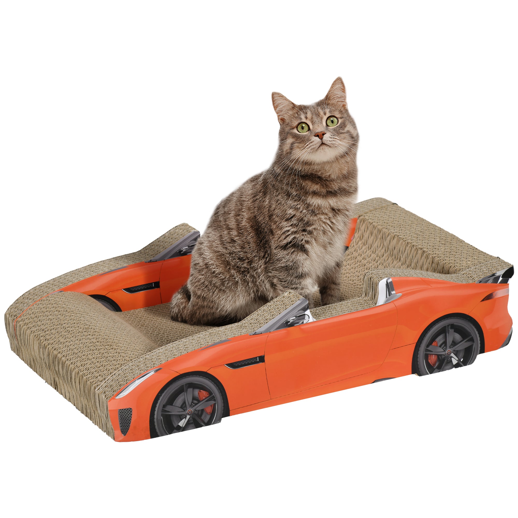 PawHut 2 in 1 Cat Scratching Board with Catnip, Car-shaped - North Peak Garden Furniture