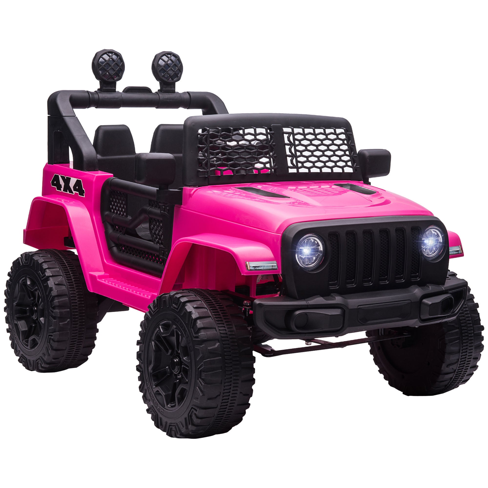 HOMCOM Kids Electric Ride On Car 12V Off Road Toy with Parental Remote Control 2 Motors Horn Lights Suspension Wheels for 3-6 Years Old Pink - North Peak Garden Furniture