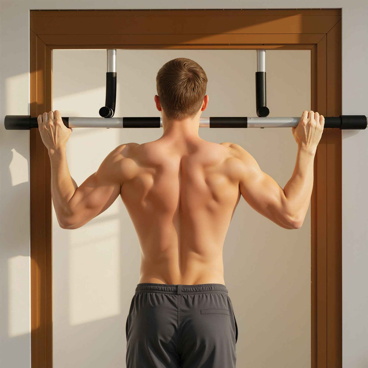 HOMCOM Pull-Up Bar for Doorway, Home Fitness Door Horizontal Bar Push up Bar for Indoor Gym Upper Body Workout, Grey