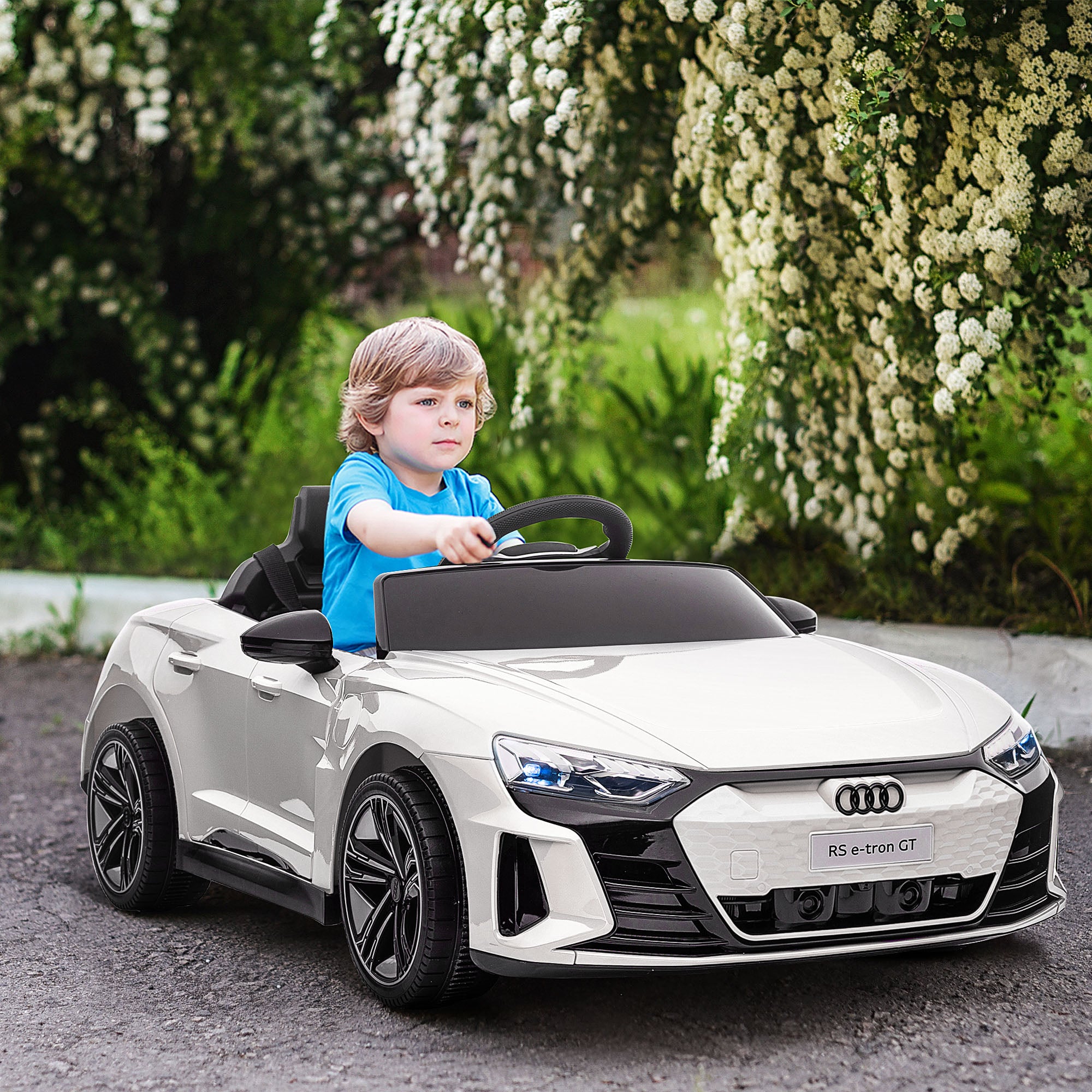 HOMCOM Audi Licensed 12V Kids Electric Ride-On, with Remote Control, Suspension System, Lights, Music, Motor - White - North Peak Garden Furniture