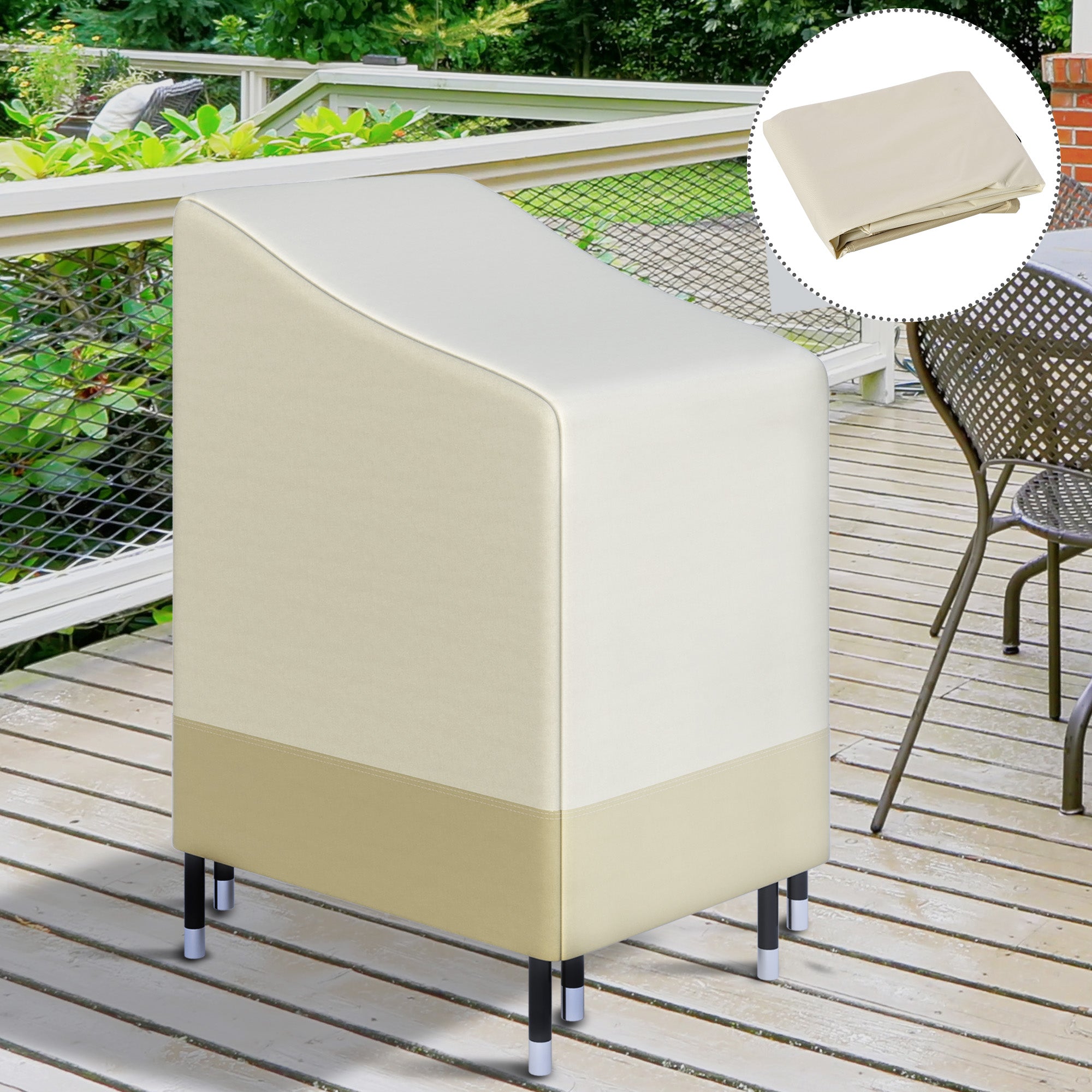 Outsunny 600D Oxford Cloth Waterproof Furniture Cover Wicker Chairs Garden Patio Rattan Seat Outdoor Protector L70*W90*H115cm - North Peak Garden Furniture