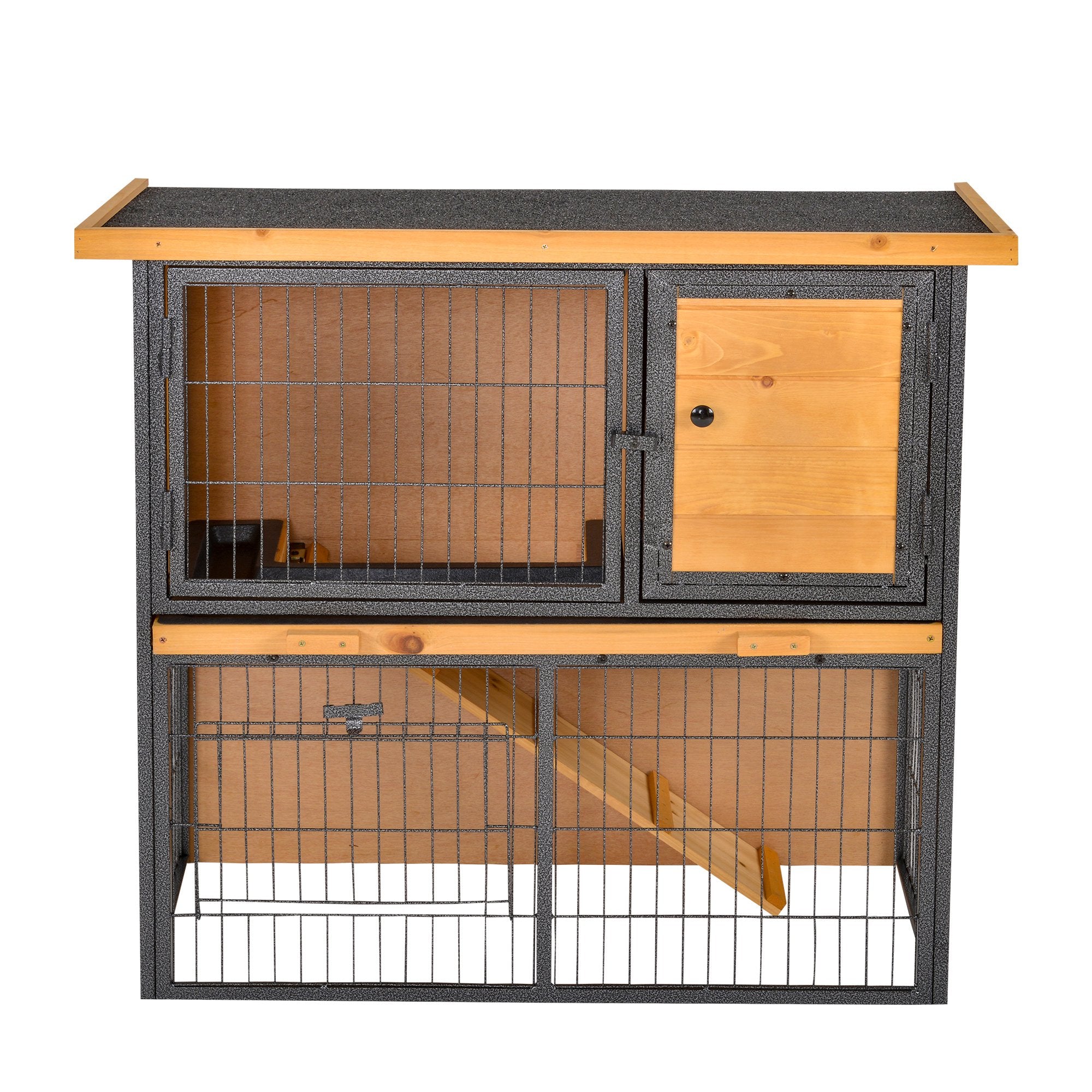 PawHut Wood-metal Guinea Pigs Hutches Elevated Pet House Outdoor 89.5 x 45 x 81cm - North Peak Garden Furniture