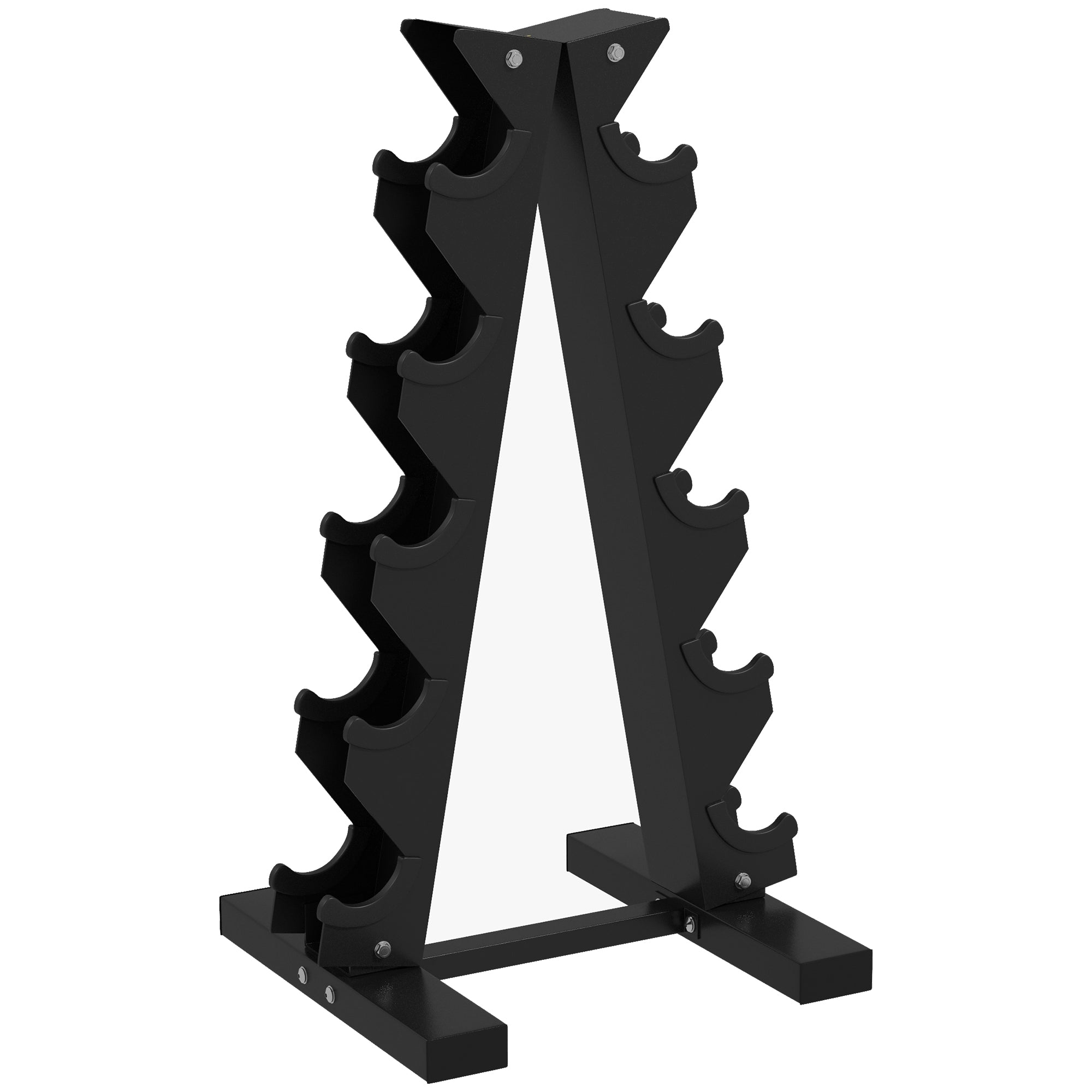 SPORTNOW Five-Tier Dumbbell Storage Rack, for Home Gym Exercise - Black - North Peak Garden Furniture