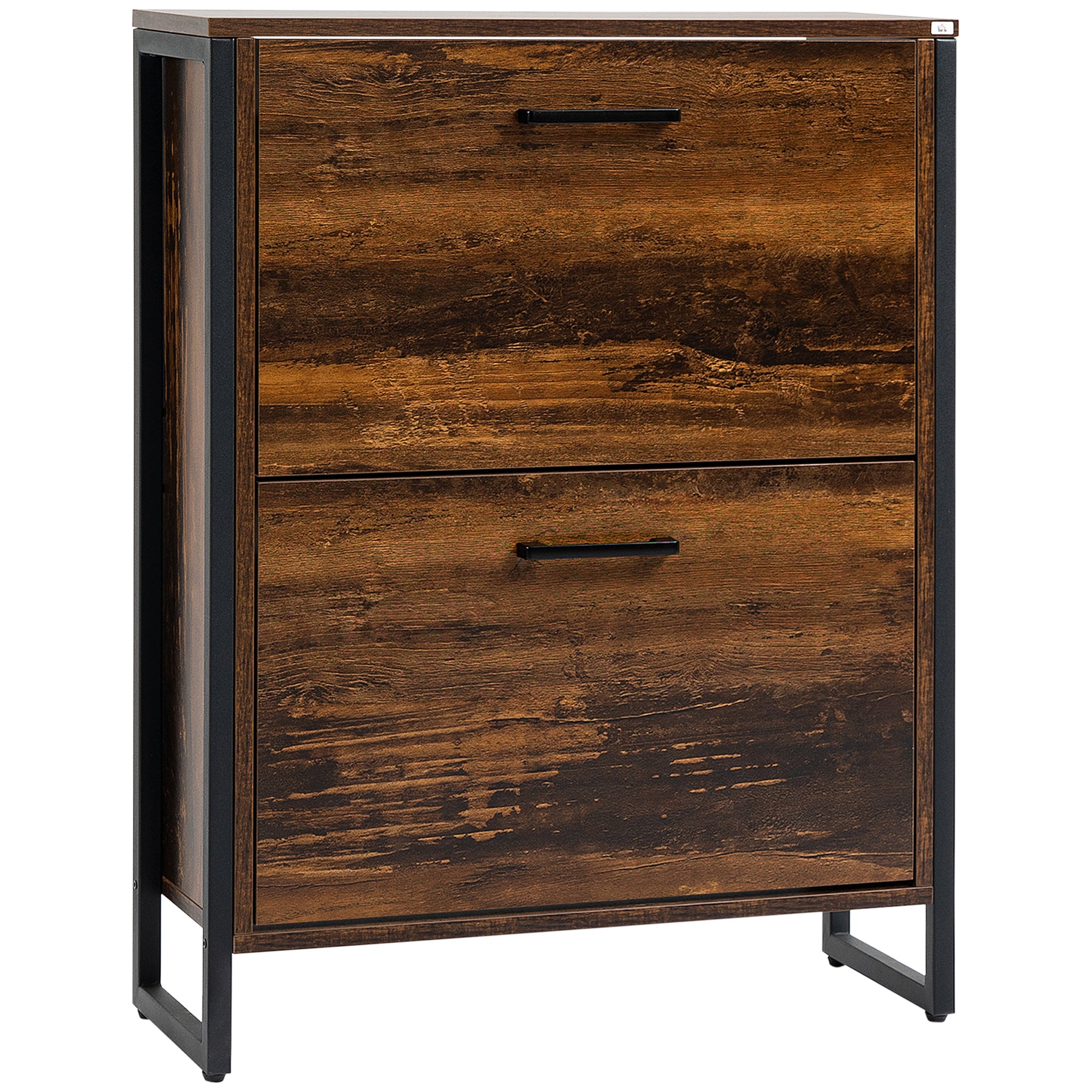 HOMCOM 12-Shoe, Two-Door Storage Cabinet - Wood-Effect - North Peak Garden Furniture