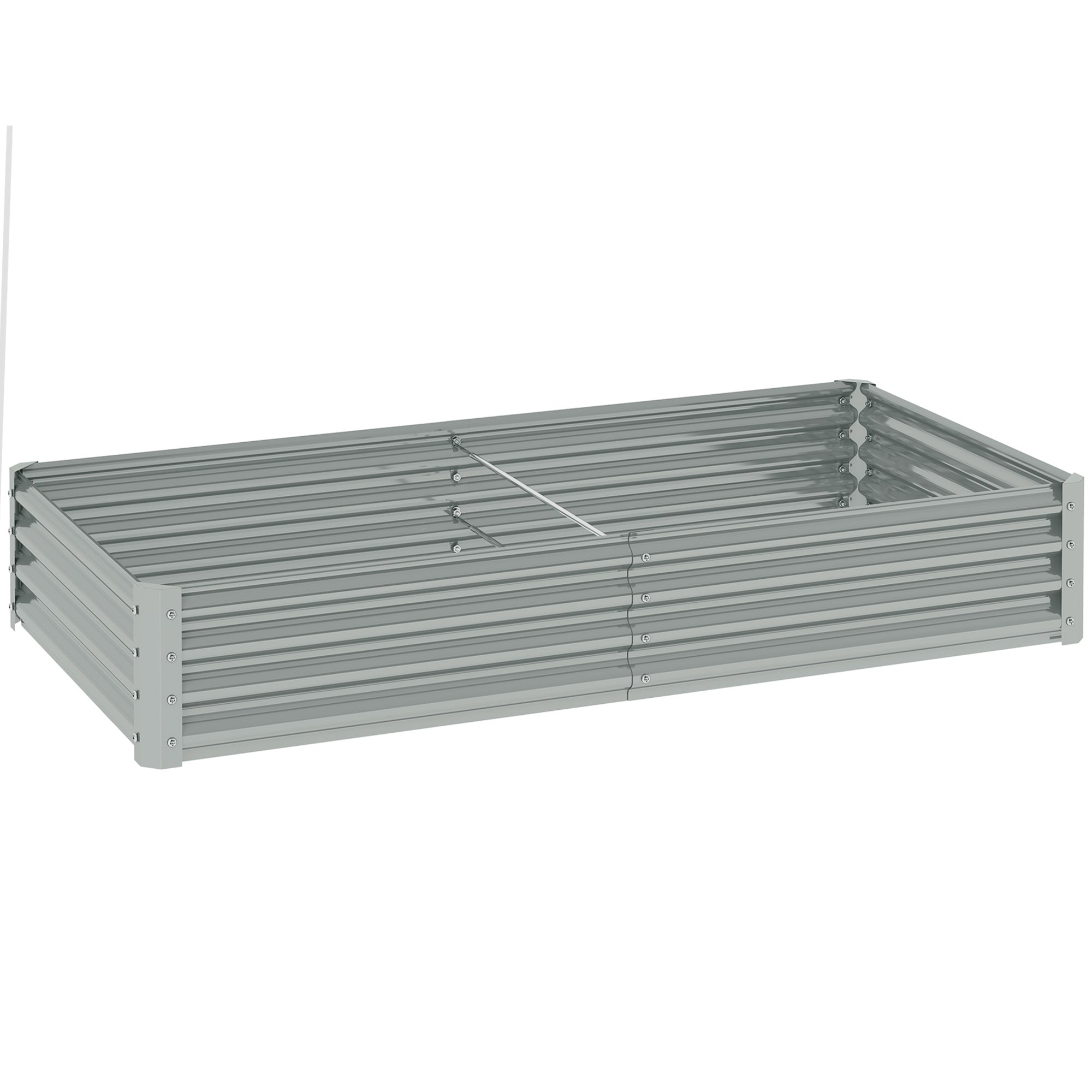 Outsunny 180 x 90cm Galvanised Steel Open Planter - Silver - North Peak Garden Furniture