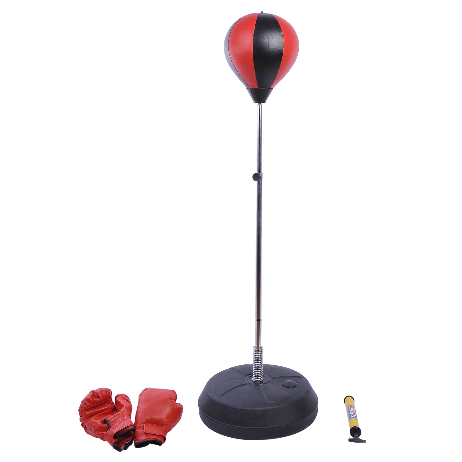 HOMCOM Kids Training Boxing Punch Ball Set 125-145H x Φ43cm with Gloves Air Pump Adjustable Height Freestanding Exercise Training for Kids and Teenagers - North Peak Garden Furniture