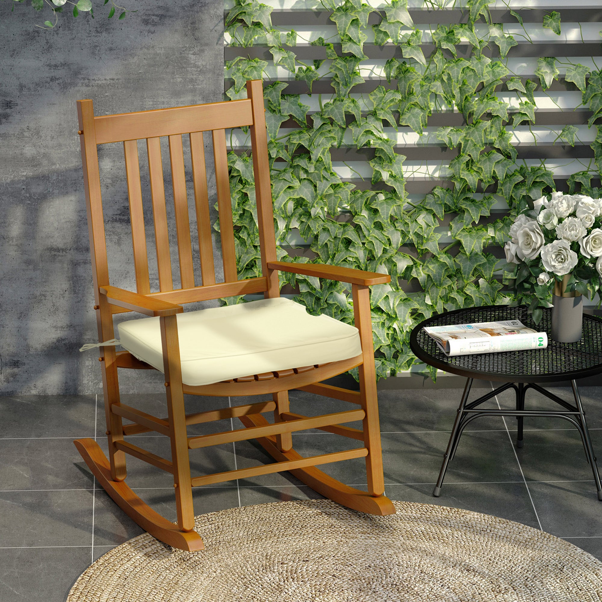 Outsunny Set of 6 Pcs Chair Cushion, 42Lx42Wx5T cm-Cream White - North Peak Garden Furniture