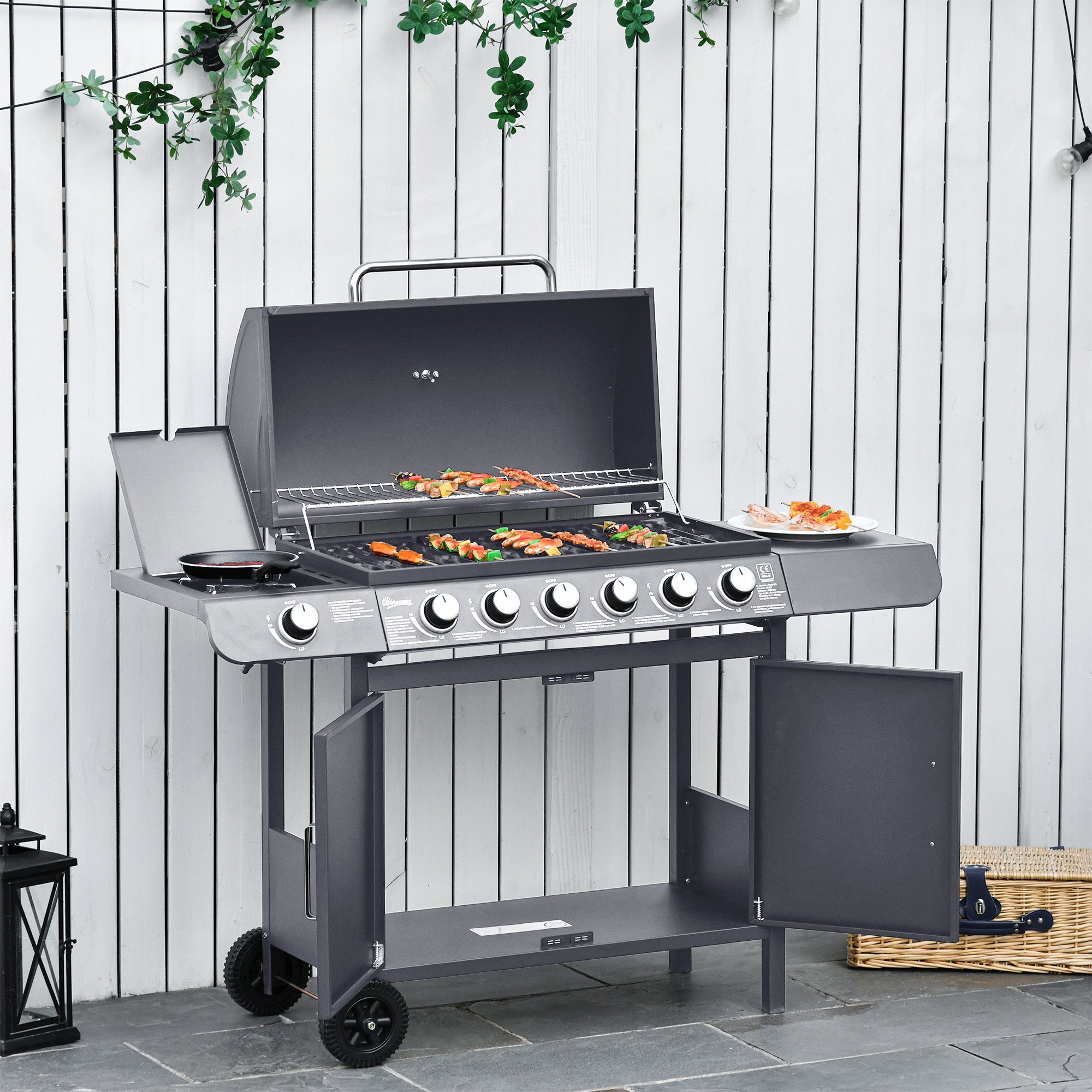Outsunny Seven-Burner Gas BBQ Grill - Grey - North Peak Garden Furniture