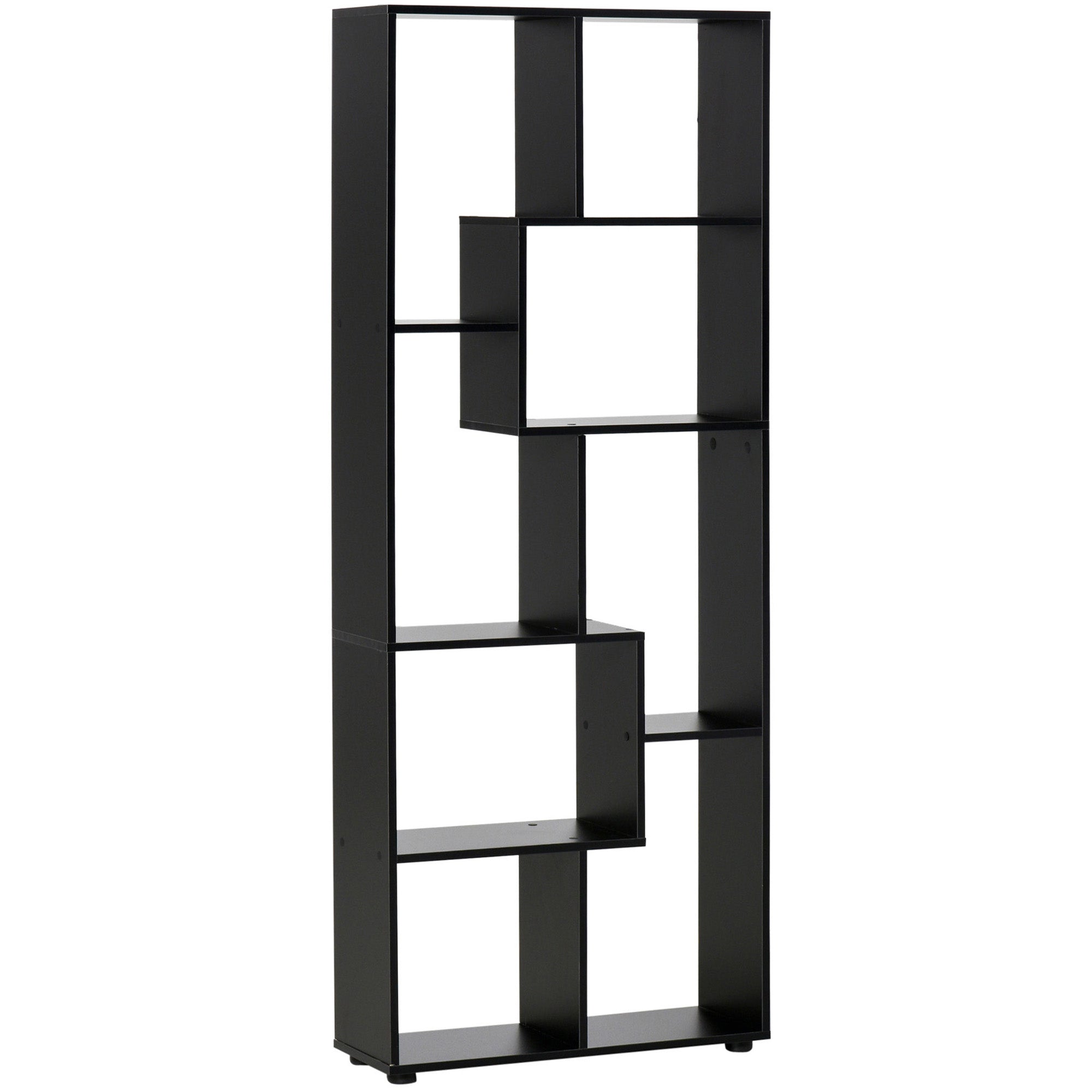 HOMCOM 8-Tier Freestanding Bookcase w/ Melamine Surface Anti-Tipping Foot Pads Home Display Storage Grid Stand Bedroom Living Room Furniture Modern Style - Black - North Peak Garden Furniture