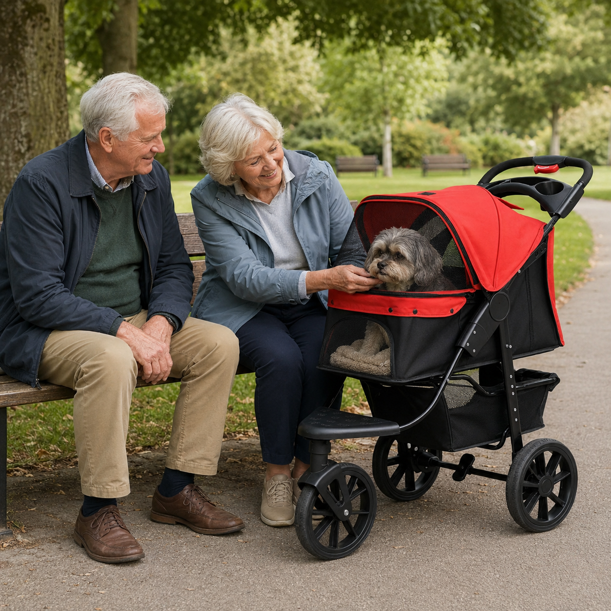 PawHut Dog Pram Dog Stroller Pet Stroller, 3 Wheels Dog Pushchair with Brake, for Small Miniature Dogs, Cats, Red