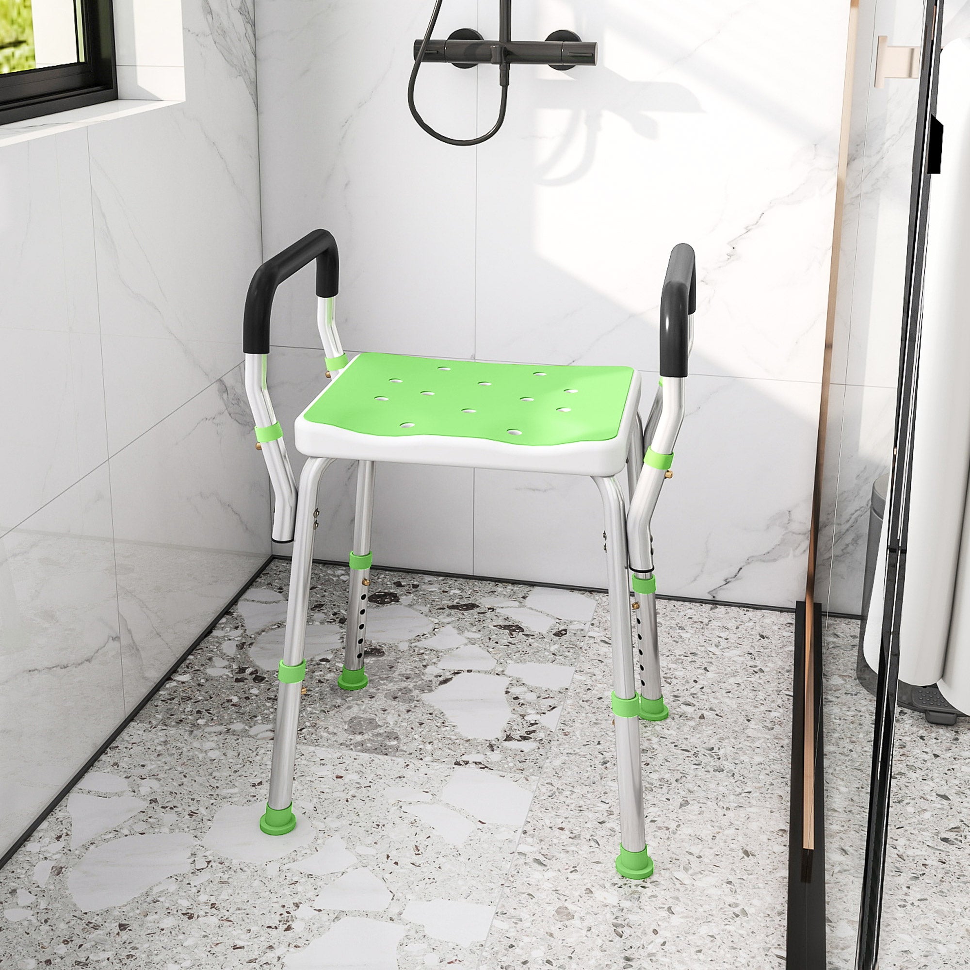 HOMCOM 57-69cm Aluminium Frame Bath Seat