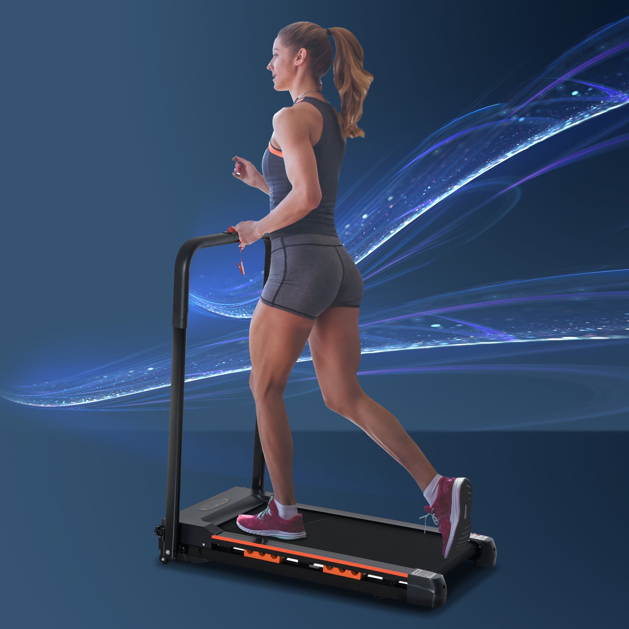 HOMCOM Steel Folding Motorized Home Treadmill w/ LCD Monitor Black - North Peak Garden Furniture