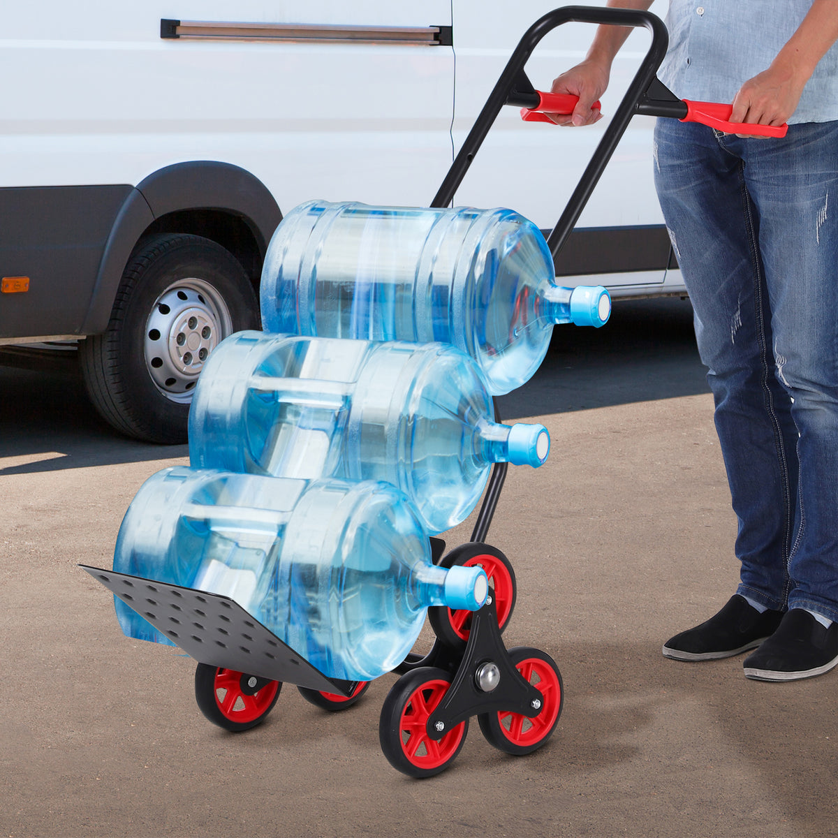 DURHAND Steel Climbing Stairs Trolley Hand Trucks 6-Wheels Foldable Load Cart 120kg