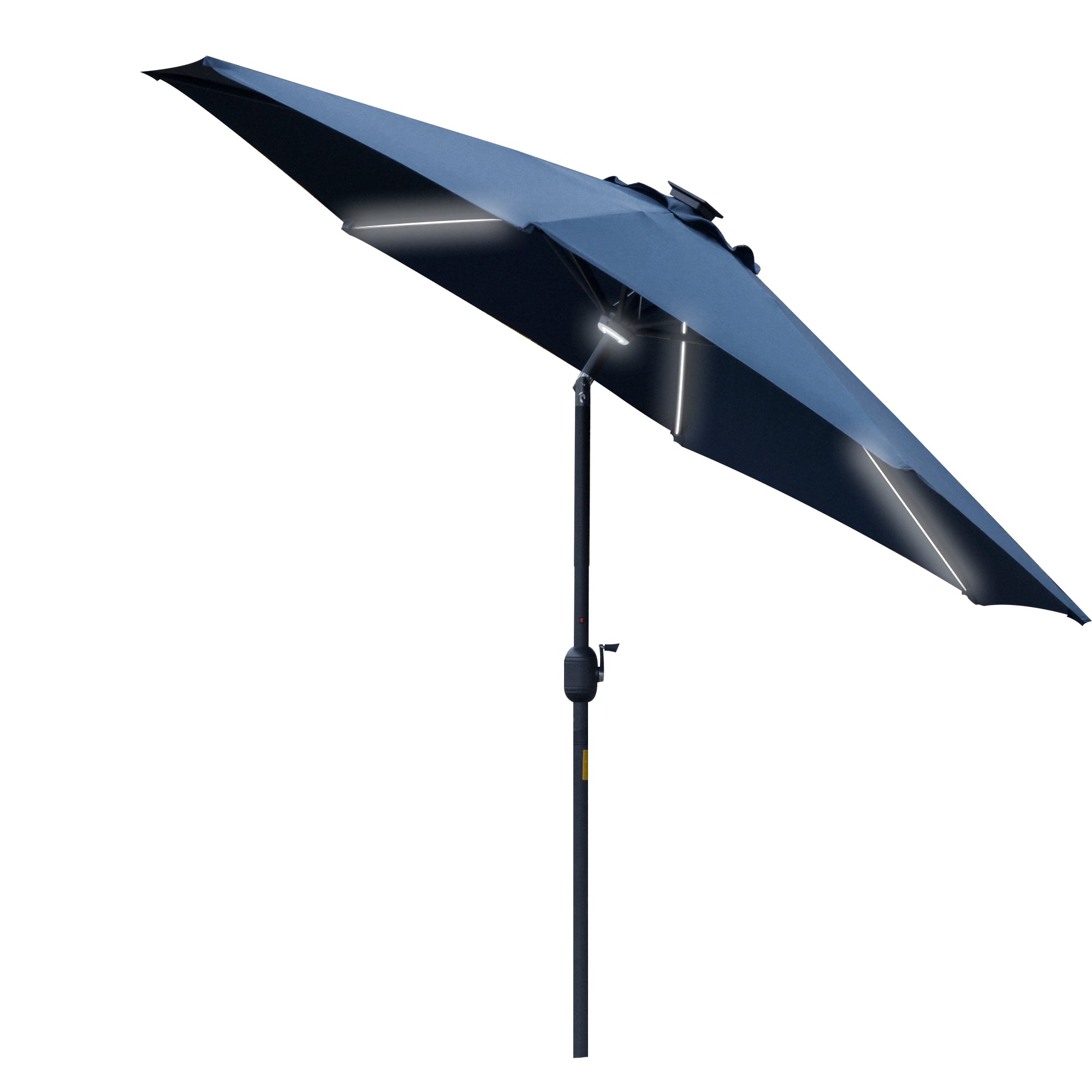 Outsunny 2.7m Garden Parasol Sun Umbrella w/ LED Solar Light Angled Canopy Blue - North Peak Garden Furniture