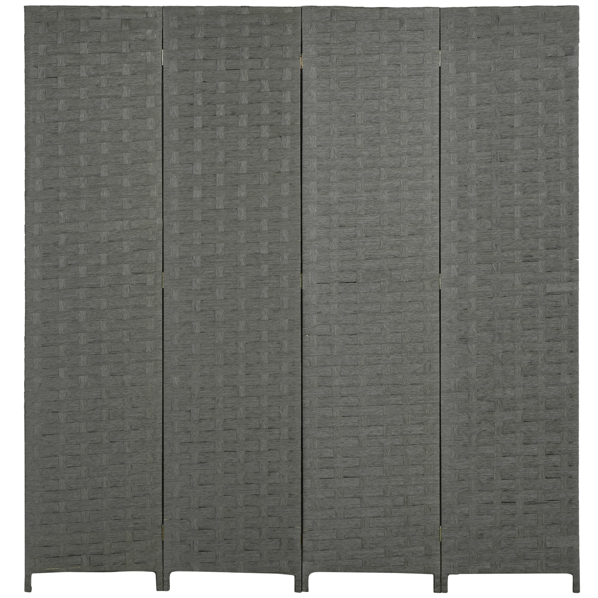 HOMCOM 4-Panel Room Dividers, Wave Fibre Freestanding Folding Privacy Screen Panels, Partition Wall Divider for Indoor Bedroom Office, 170 cm, Grey - North Peak Garden Furniture
