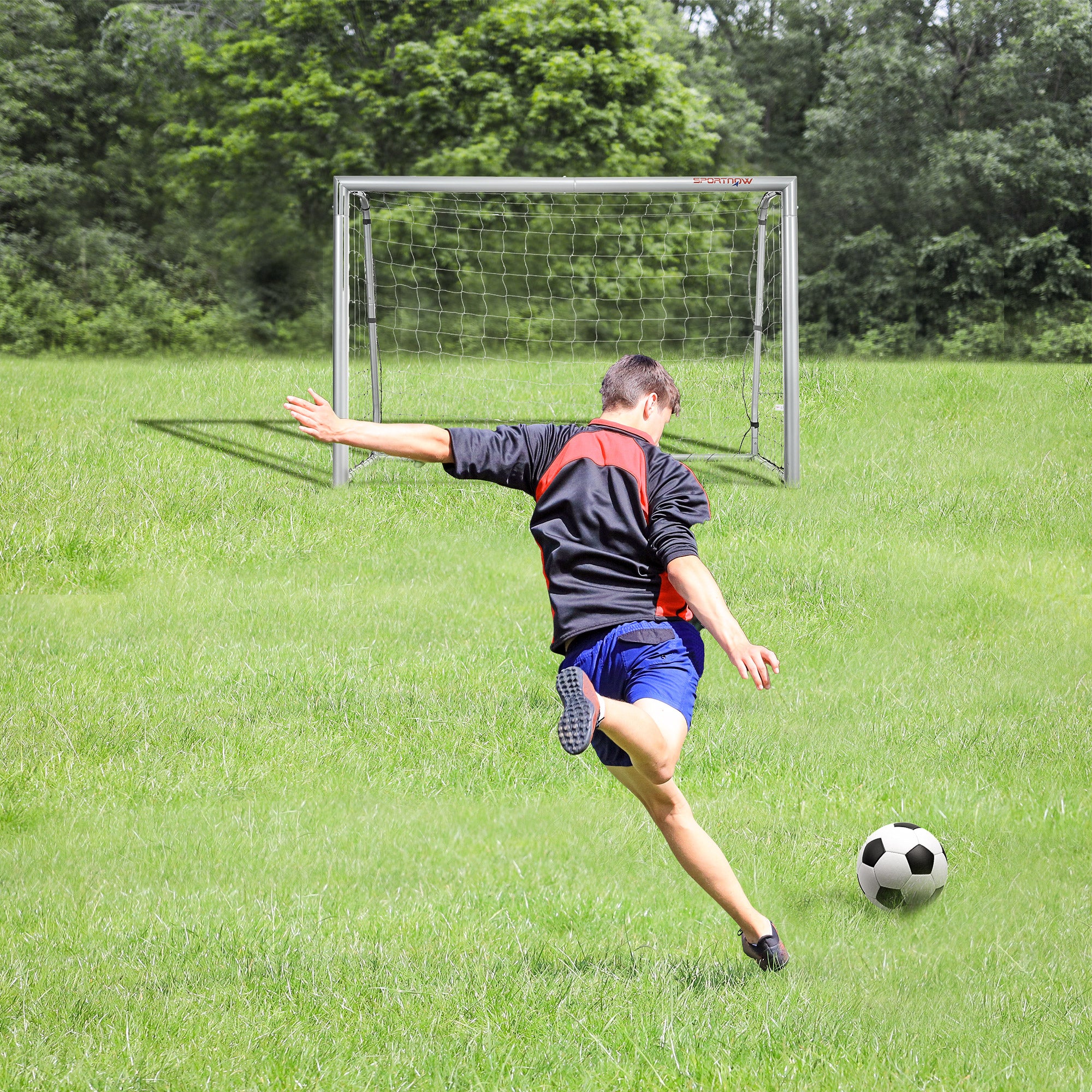 SPORTNOW 6ft x 2ft Football Goal, Football Net for Garden with Ground Stakes, Quick and Simple Set Up - North Peak Garden Furniture
