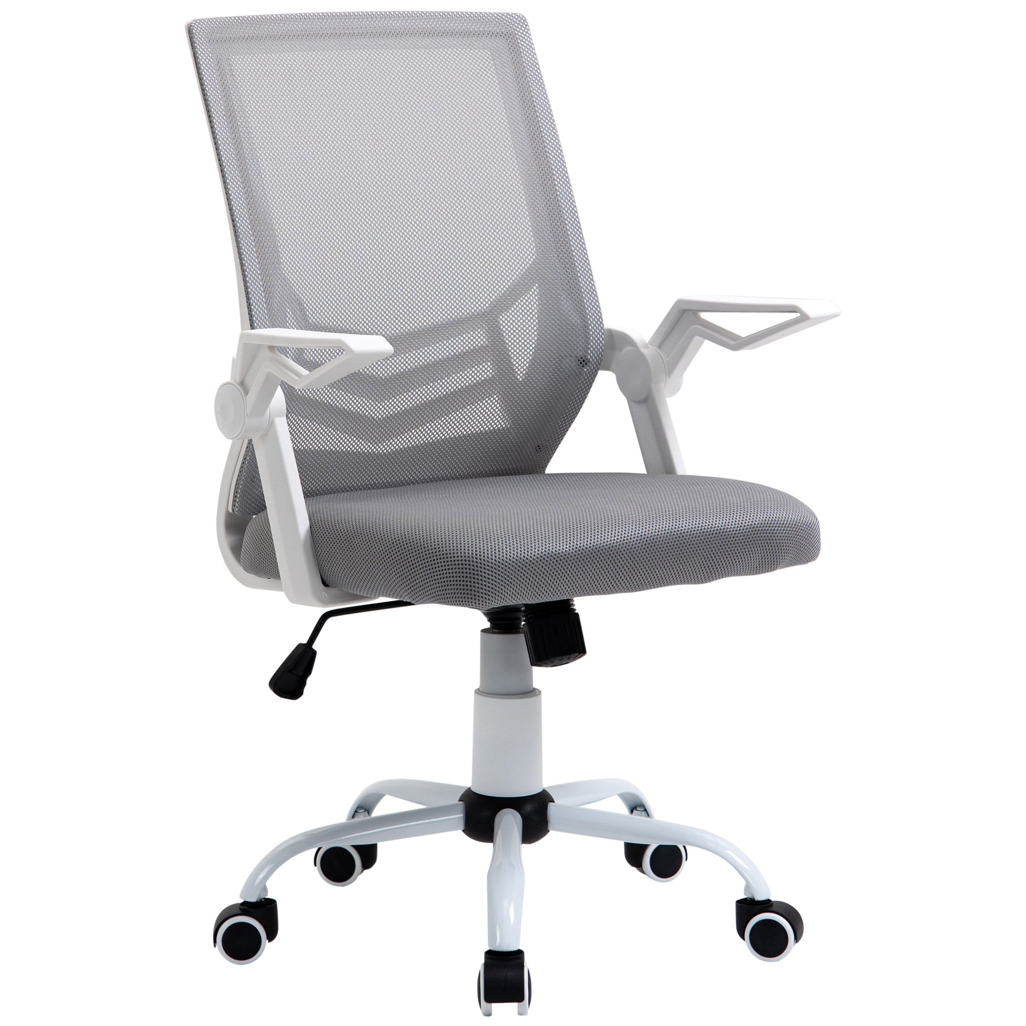 Vinsetto Office Chair, Ergonomic Desk Chair, Executive Computer Chair with 90° Flip-up Armrest and Lumbar Support, Adjustable Height for Home/Office, Grey - North Peak Garden Furniture
