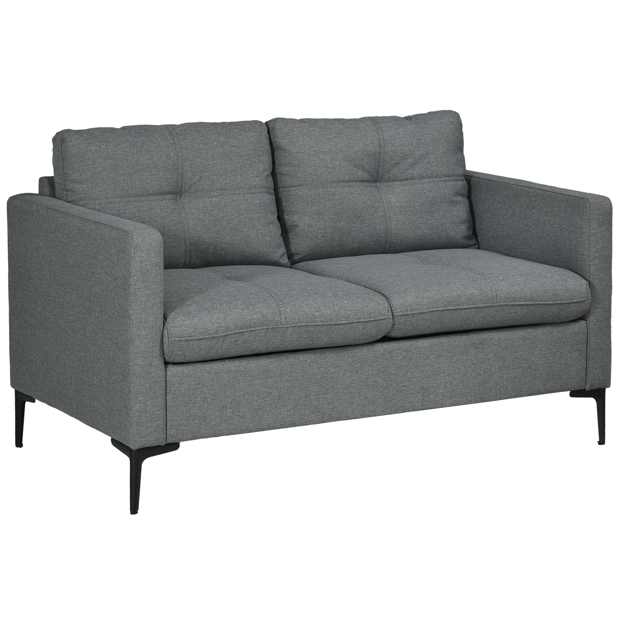 HOMCOM Two-Seater Sofa, with Steel Legs - Grey - North Peak Garden Furniture