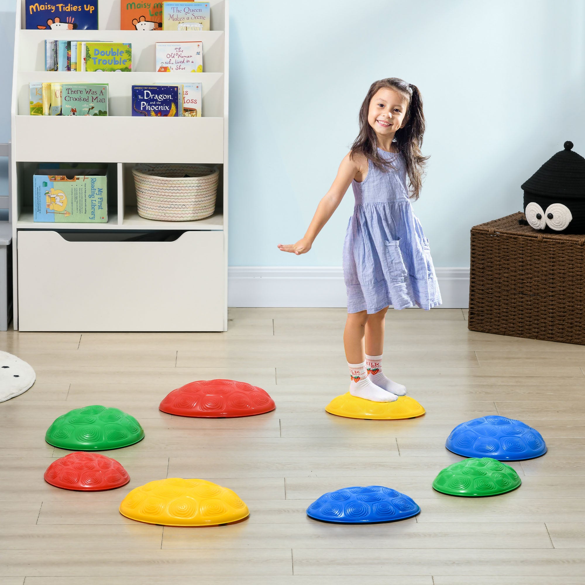 ZONEKIZ Eight-Piece Kids Stepping Stones, with Non-Slip Mats, Balance River Stones - North Peak Garden Furniture