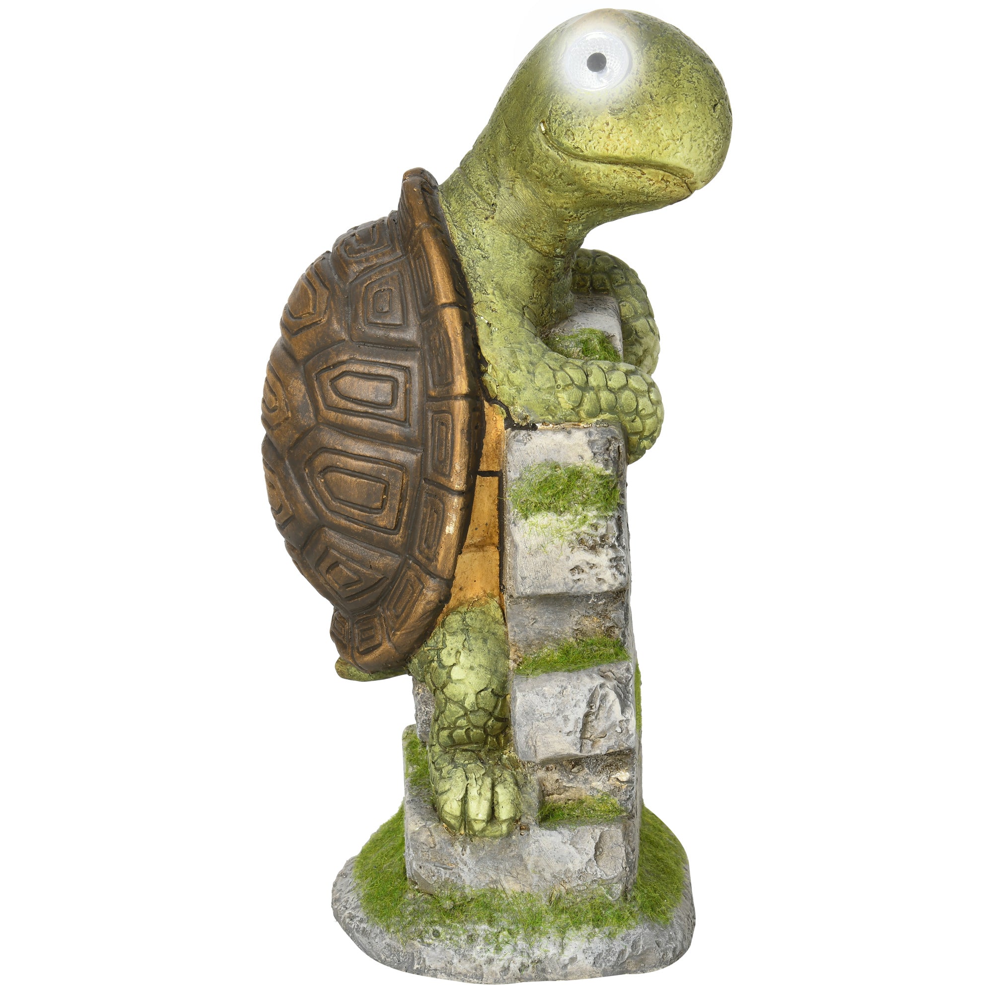 Outsunny Vivid Tortoise Art Sculpture with Solar LED Light, Colourful Garden Statue, Outdoor Ornament Home Decoration for Porch, Deck, Grass - North Peak Garden Furniture