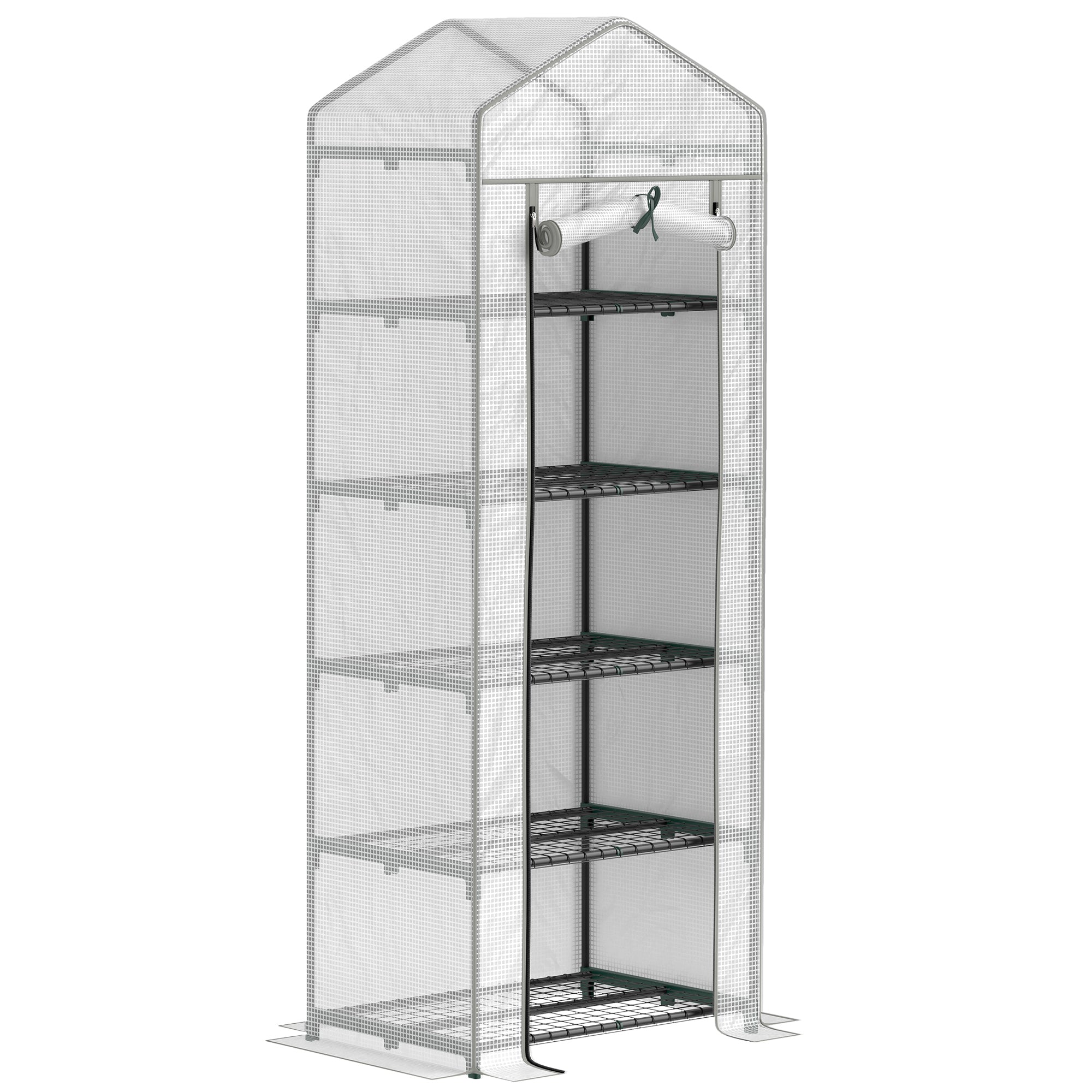 Outsunny 193cm Five Shelf Mini Greenhouse - White - North Peak Garden Furniture