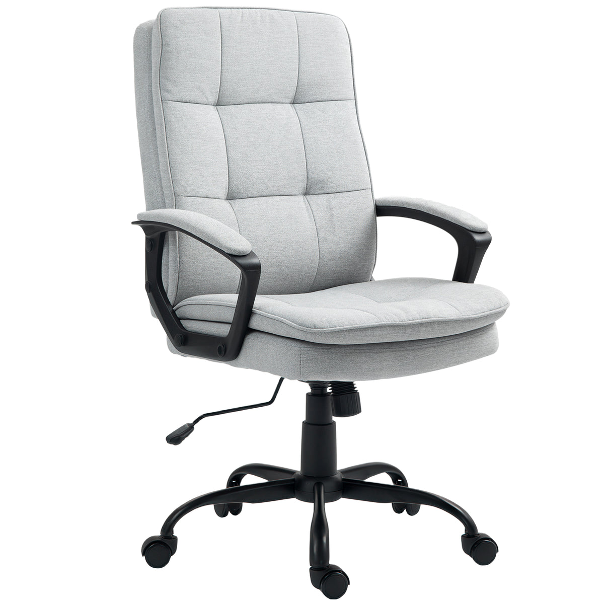 HOMCOM Linen-Look Double-Padded Office Chair - Grey
