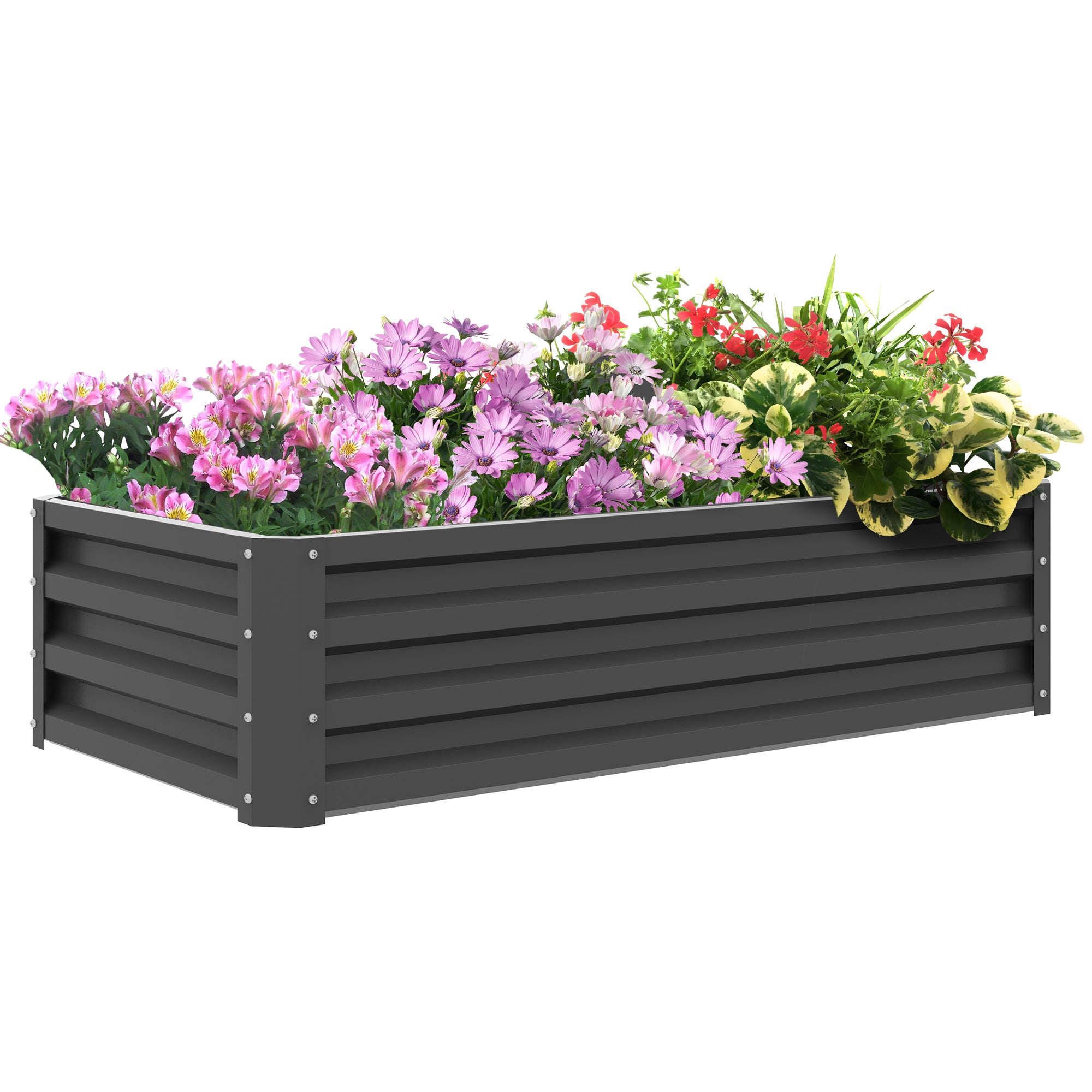 Outsunny Raised Beds for Garden, Galvanised Outdoor Planters for Herbs and Vegetables, for Patio, Garden, Balcony, Light Grey - North Peak Garden Furniture