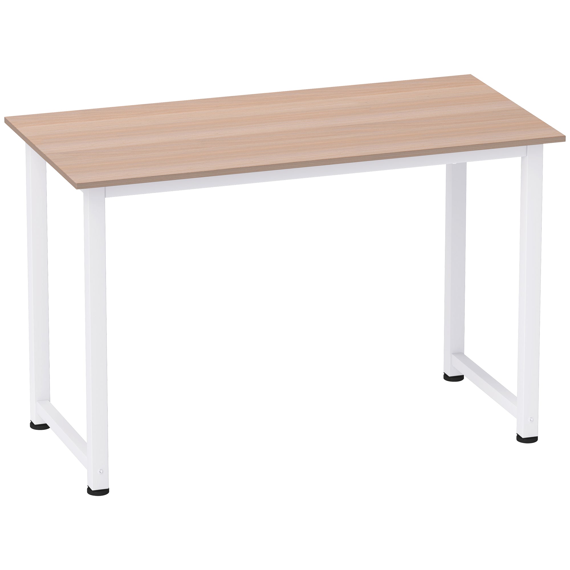 HOMCOM Computer Desk, Writing Table, 120 x 60 x 76cm Workstation for Home Office, Study with Metal Frame, Simple Assembly, White - North Peak Garden Furniture