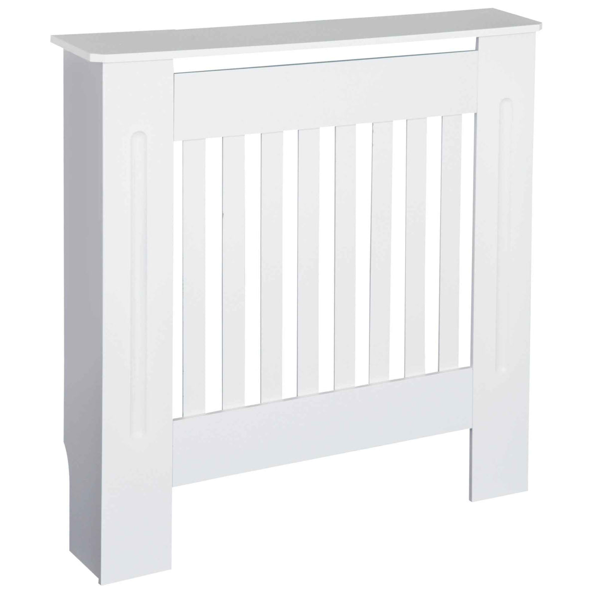 HOMCOM MDF Radiator Cover Wooden Cabinet Shelving Home Office Vertical Slatted Vent White 78L x 19W x 81H