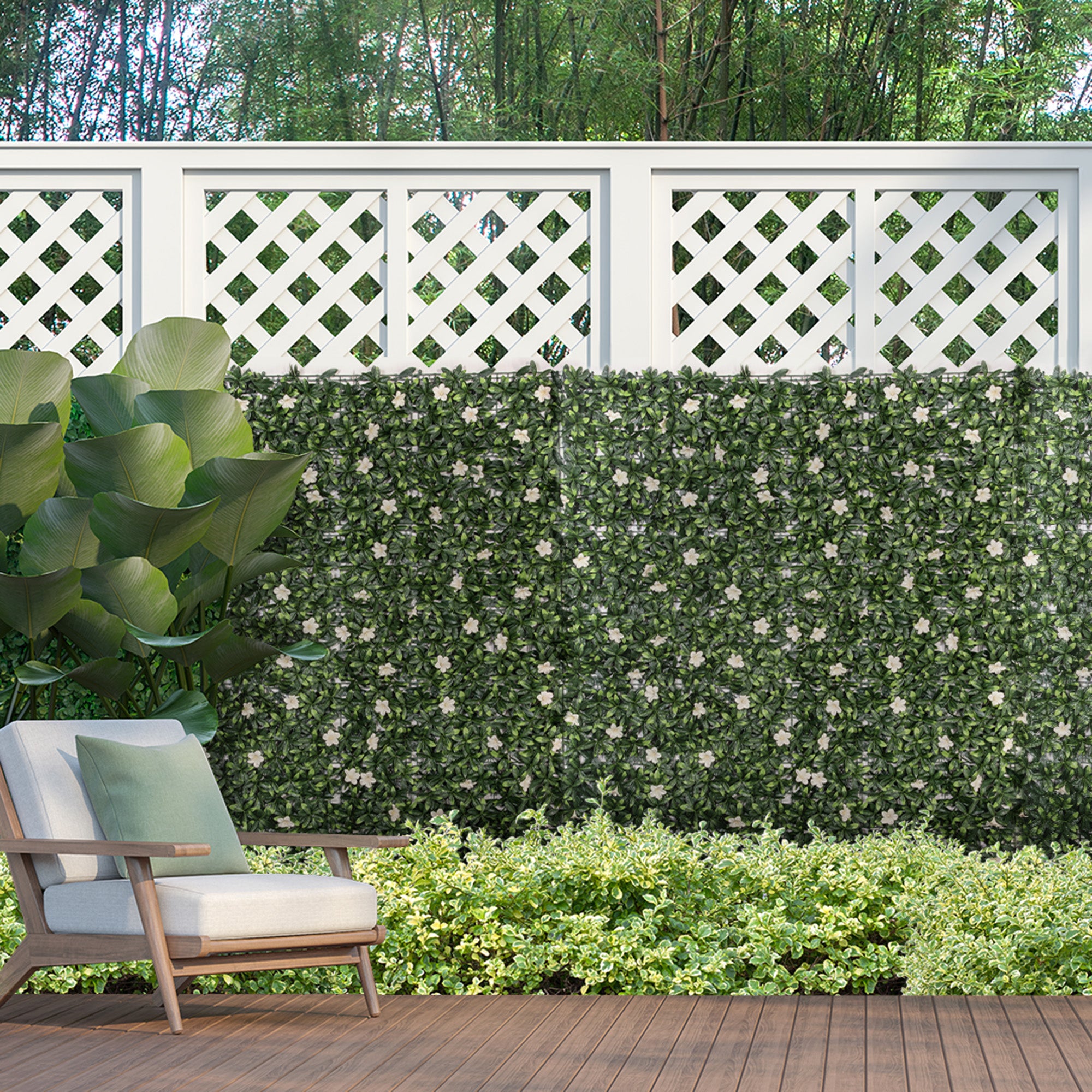 Outsunny 12PCS Artificial Boxwood Wall Panels 50cm x 50cm Rhododendron Privacy Fence Screen Faux Hedge Greenery Backdrop for Home Garden Backyard Balcony - North Peak Garden Furniture