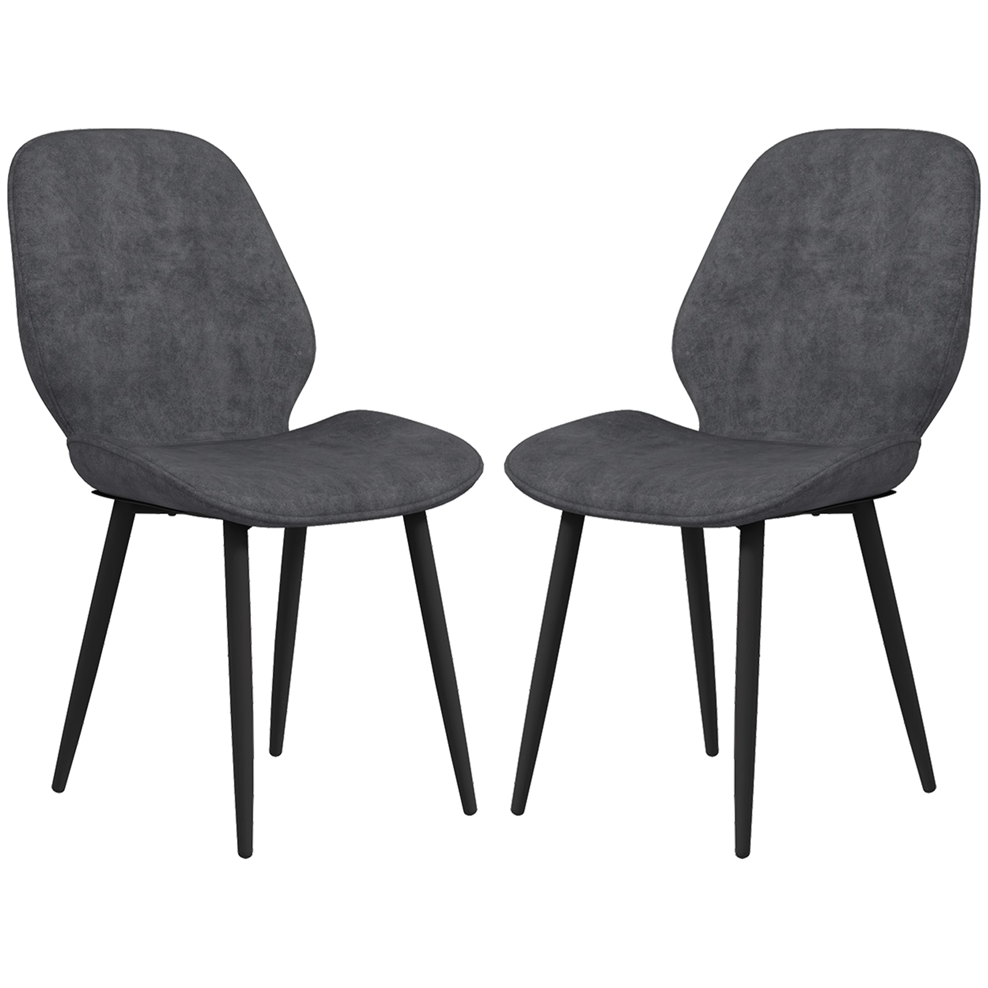 HOMCOM Velvet Dining Chairs, Set of 2 Dining Room Chairs with Metal Legs for Living Room, Dining Room, Grey - North Peak Garden Furniture