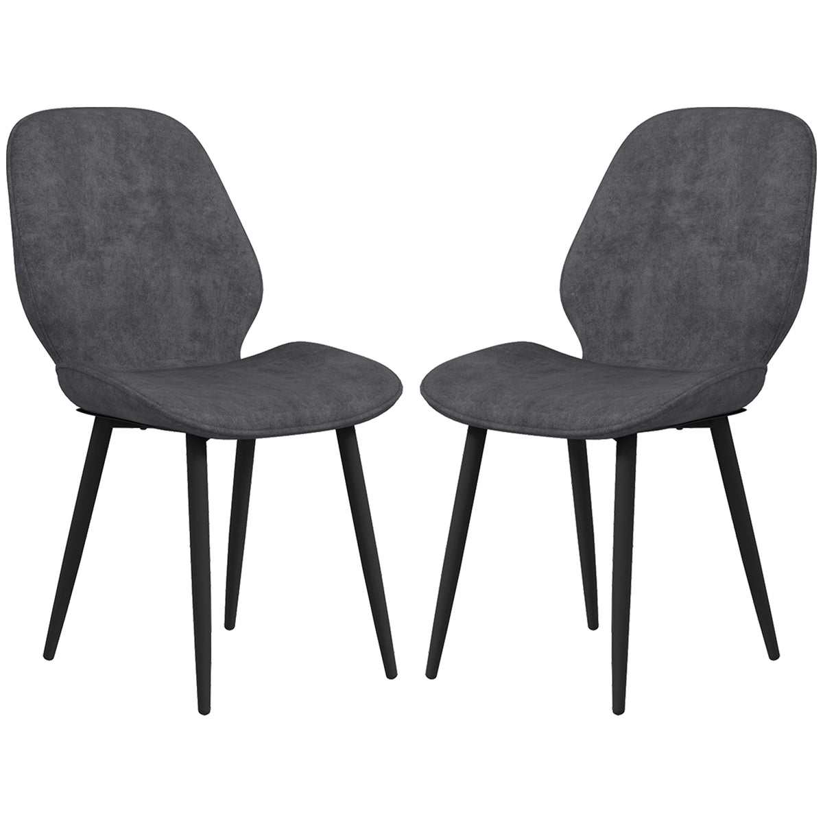 HOMCOM Velvet Dining Chairs, Set of 2 Dining Room Chairs with Metal Legs for Living Room, Dining Room, Grey