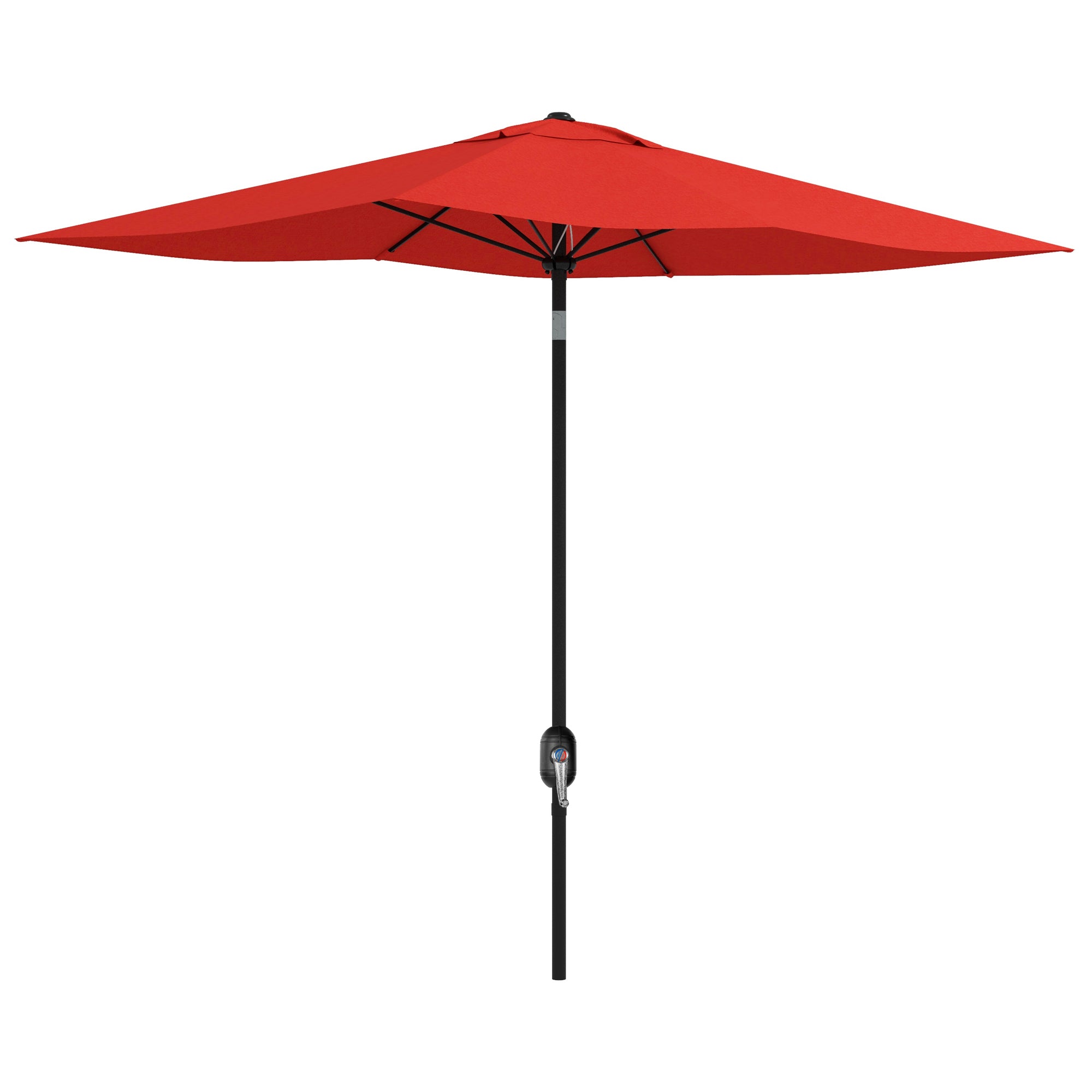 Outsunny 2 x 3(m) Garden Parasol Umbrella, Rectangular Outdoor Market Umbrella Sun Shade with Crank & Push Button Tilt, 6 Ribs, Aluminium Pole, Wine Red - North Peak Garden Furniture