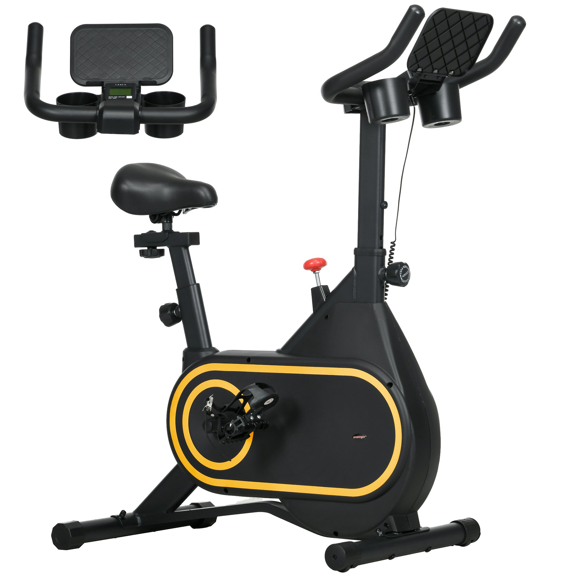 SPORTNOW Magnetic Indoor Cycling Bike, Exercise Bike with Silent Flywheel, LCD Display, Tablet Holder, Comfortable Seat - North Peak Garden Furniture