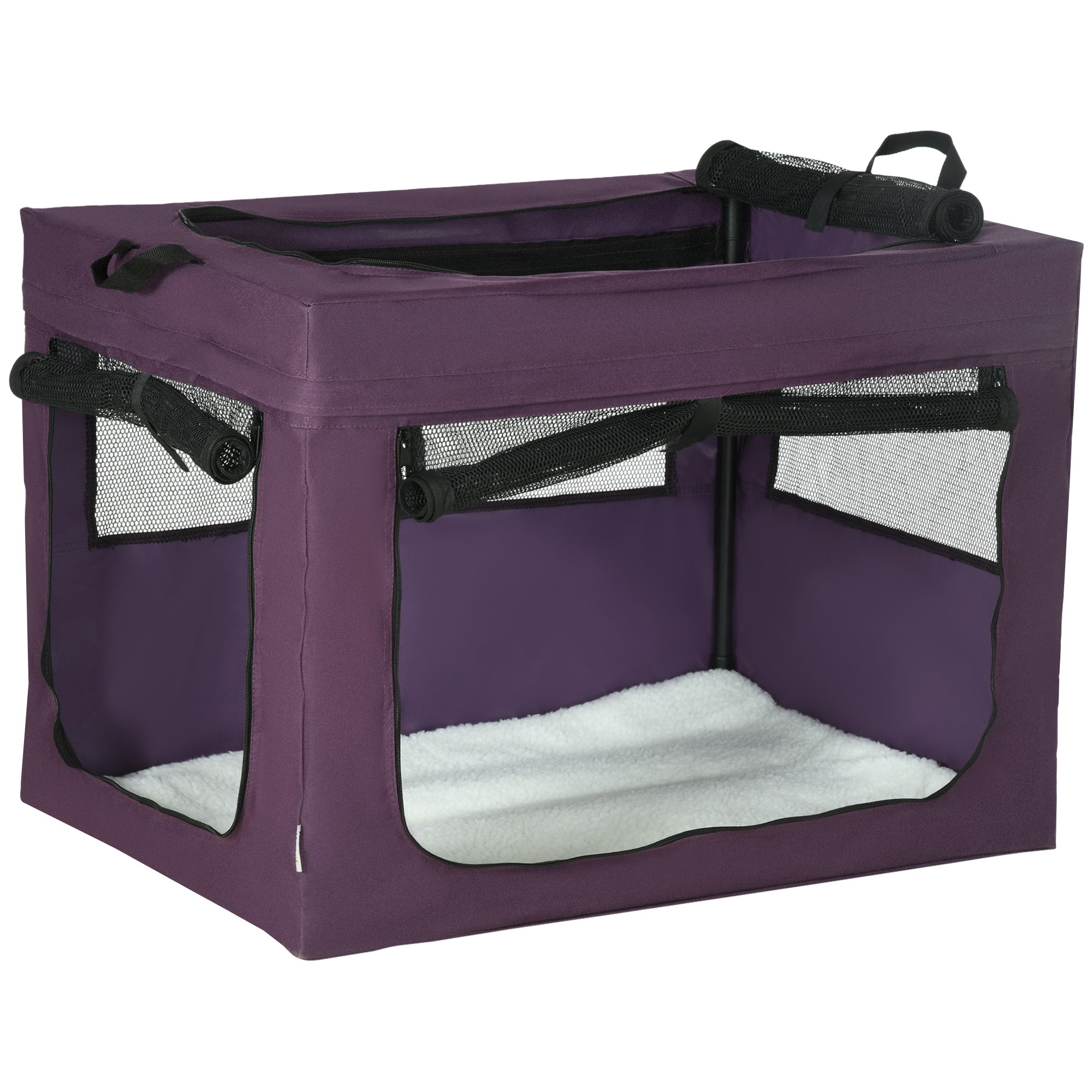 PawHut 80cm Pet Carrier, with Cushion, for Small and Medium Dogs - Purple - North Peak Garden Furniture