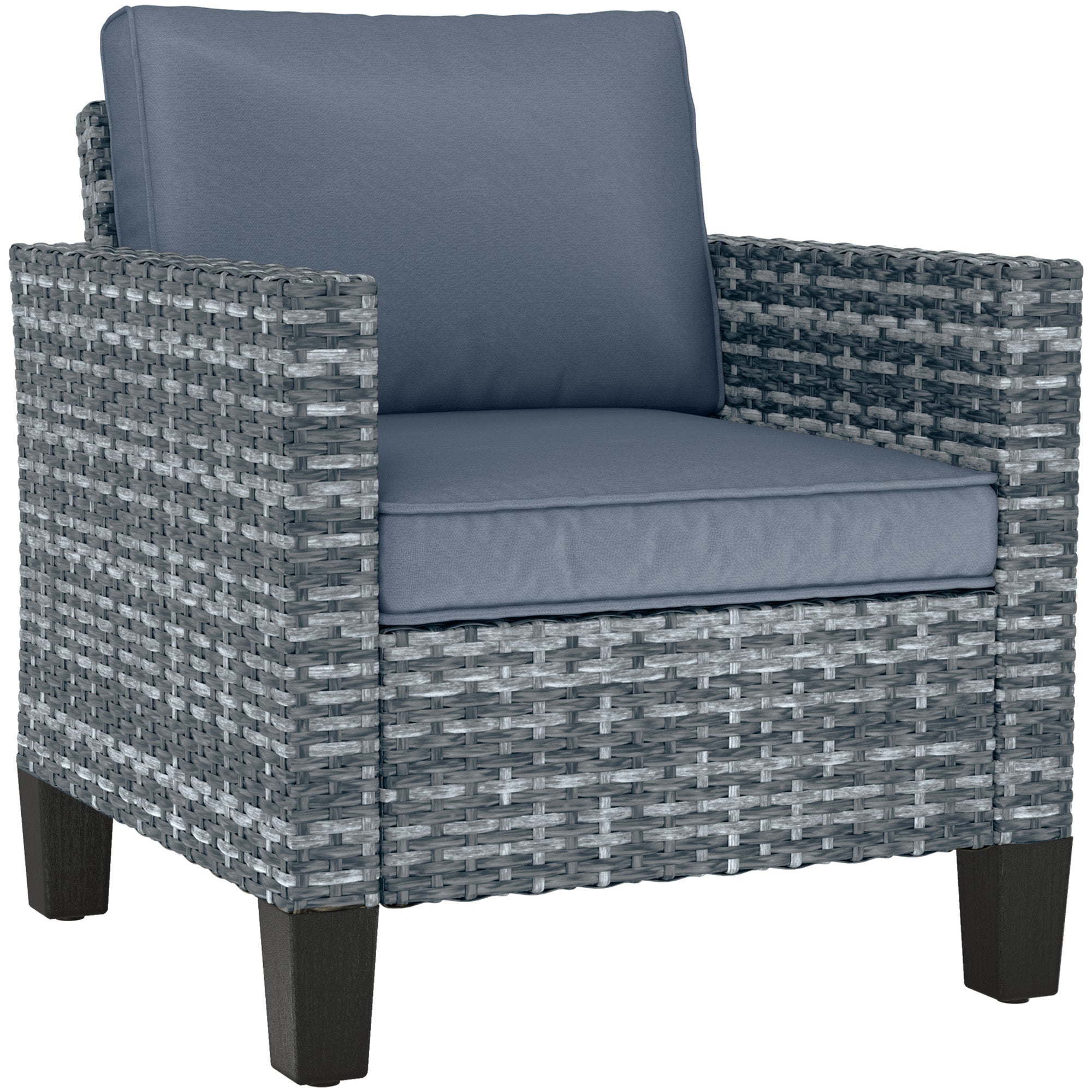 Outsunny Single Rattan Armchair, with Cushions - Light Grey - North Peak Garden Furniture