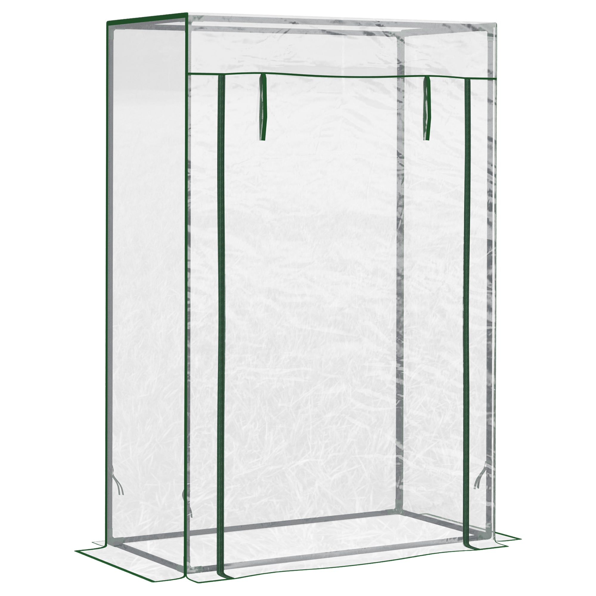 Outsunny 100 x 50 x 150cm Greenhouse Steel Frame PVC Cover with Roll-up Door Outdoor for Backyard, Balcony, Garden, Transparent - North Peak Garden Furniture