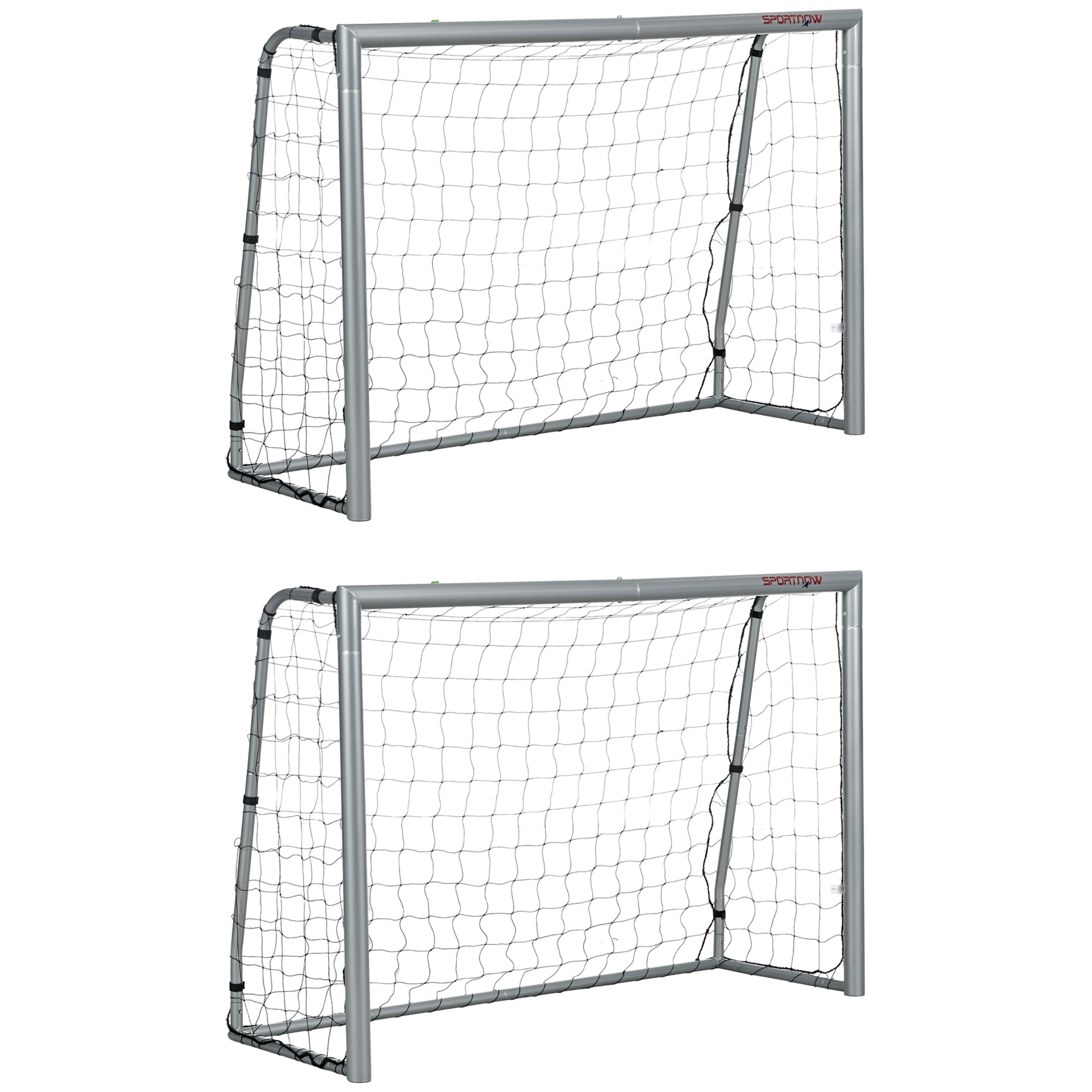 SPORTNOW 6ft x 4ft Football Goal, Set of 2 Football Net for Garden, Training Goal with Ground Stakes, Steel Frame - North Peak Garden Furniture