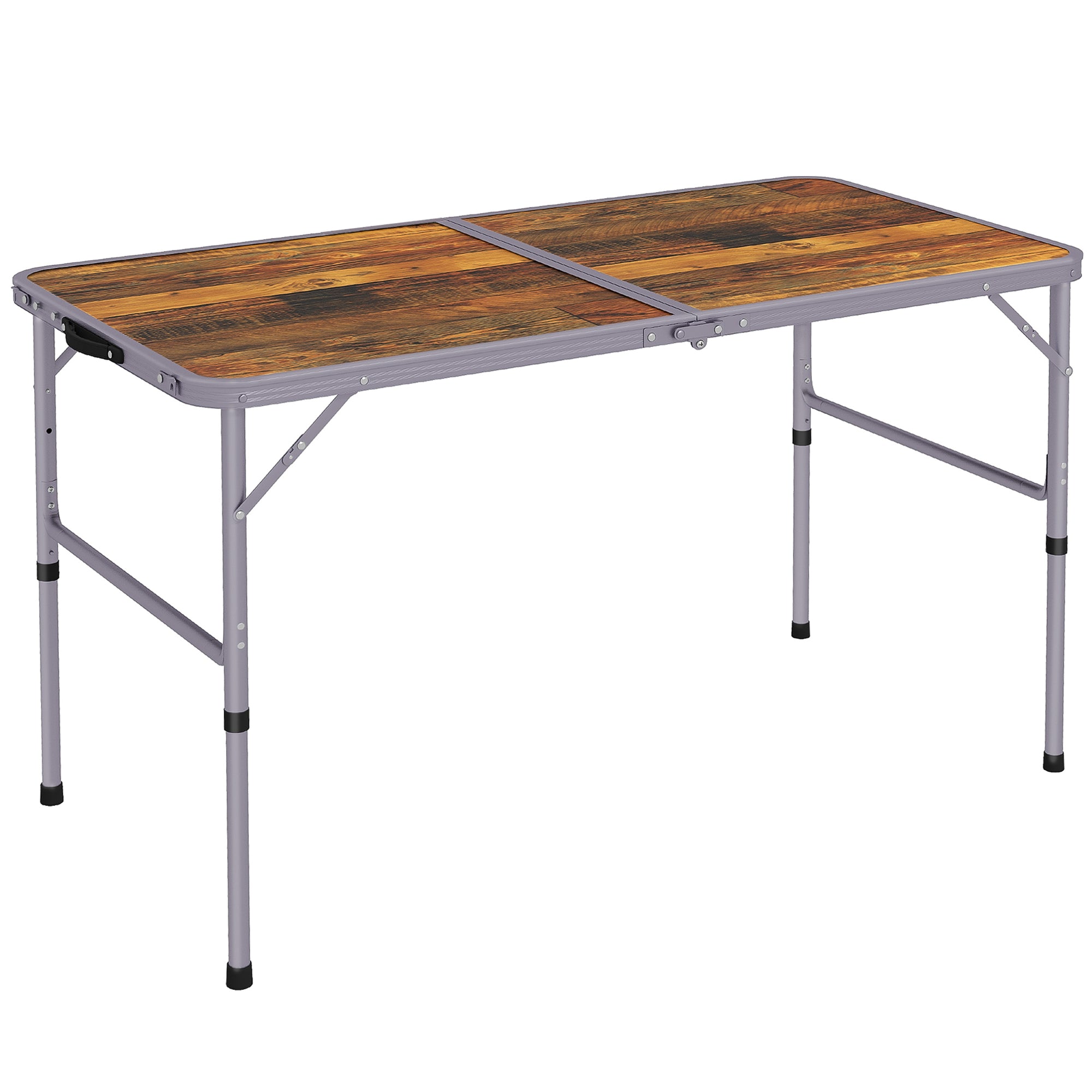 Outsunny 3ft Folding Camping Table Height Adjustable Aluminium Outdoor Garden Party Picnic BBQ Trestle Table Field Kitchen - North Peak Garden Furniture