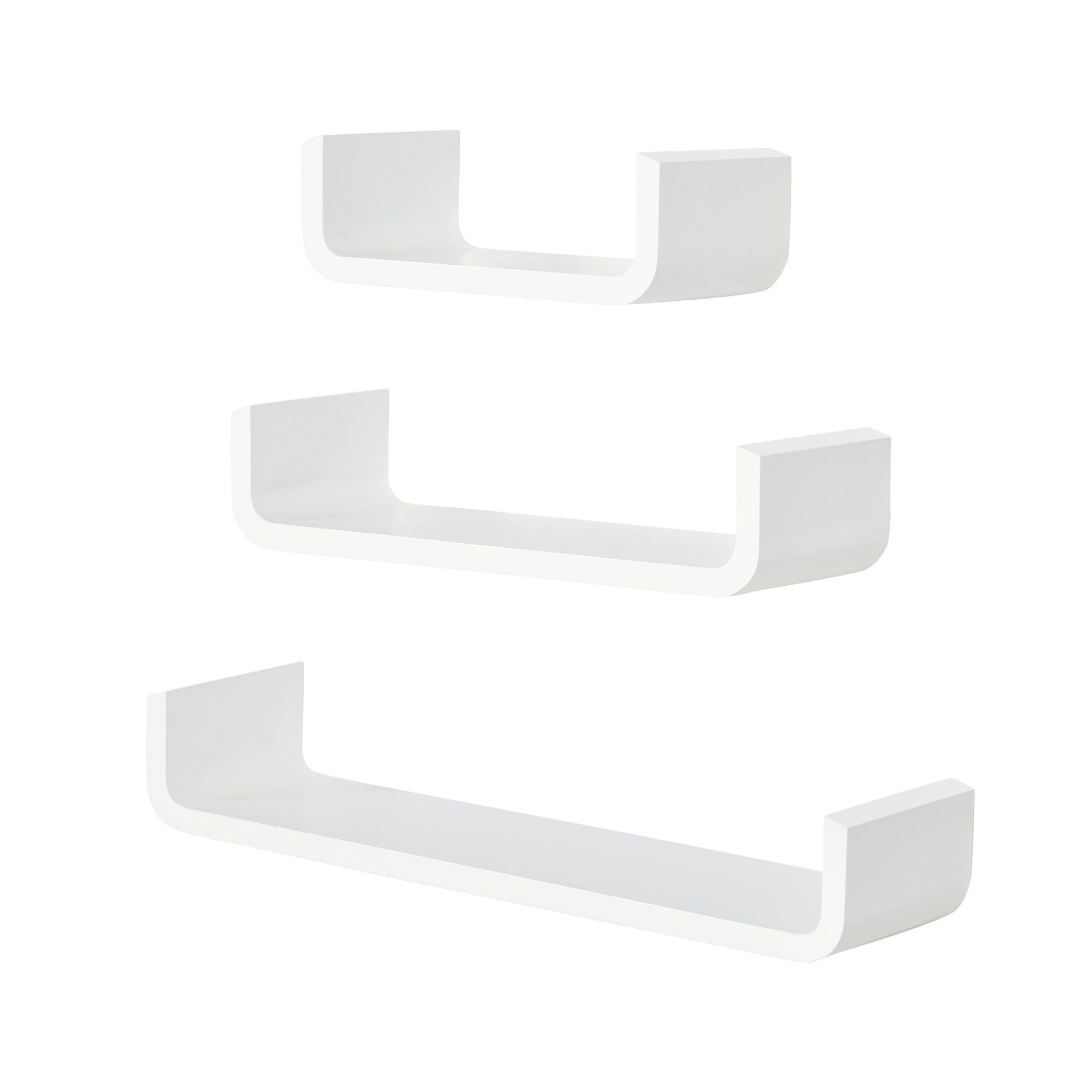 HOMCOM Floating Shelves, Set of 3 Wall Shelf, Shelves for Wall Invisible Mounting, Bedroom Living Room, White - North Peak Garden Furniture