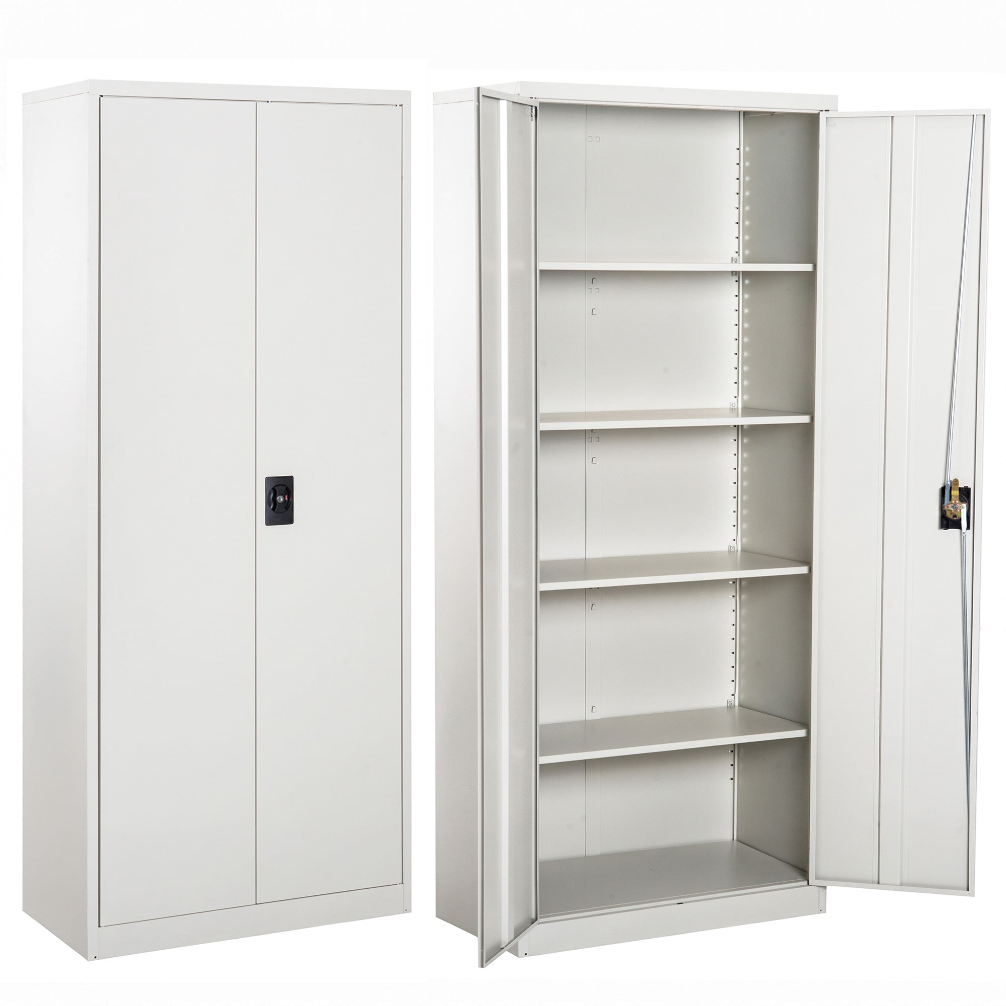 Vinsetto Cool Rolled Steel Tall Office Lockable Filing Cabinet 2 Doors 4 Internal Adjustable Shelves Bookcase Cabinet Storage Unit 80 L x 40 W x 184 cm