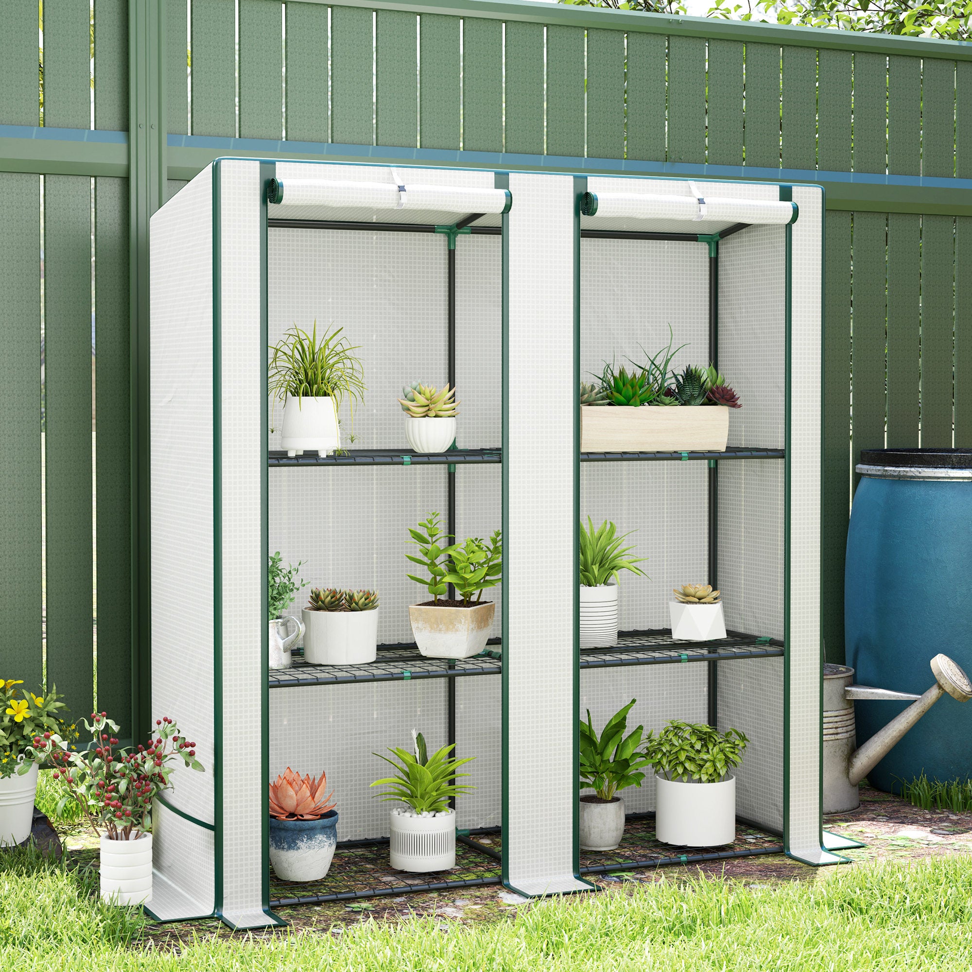 Outsunny Three-Tier Mini Greenhouse - White - North Peak Garden Furniture