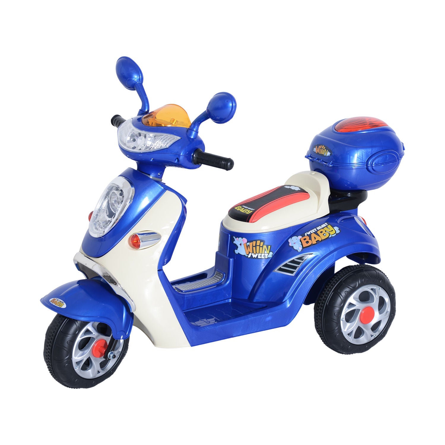 HOMCOM Kids Electric Ride On Toy Car 6V Electric Motorbike with Chargeable Battery Headlight and Music for 3-5 Years - Blue - North Peak Garden Furniture