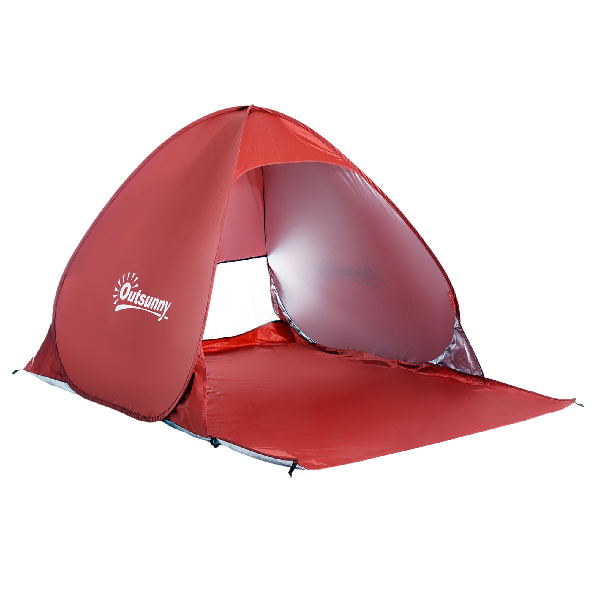 Outsunny Pop-up Portable Beach Tent-Red - North Peak Garden Furniture