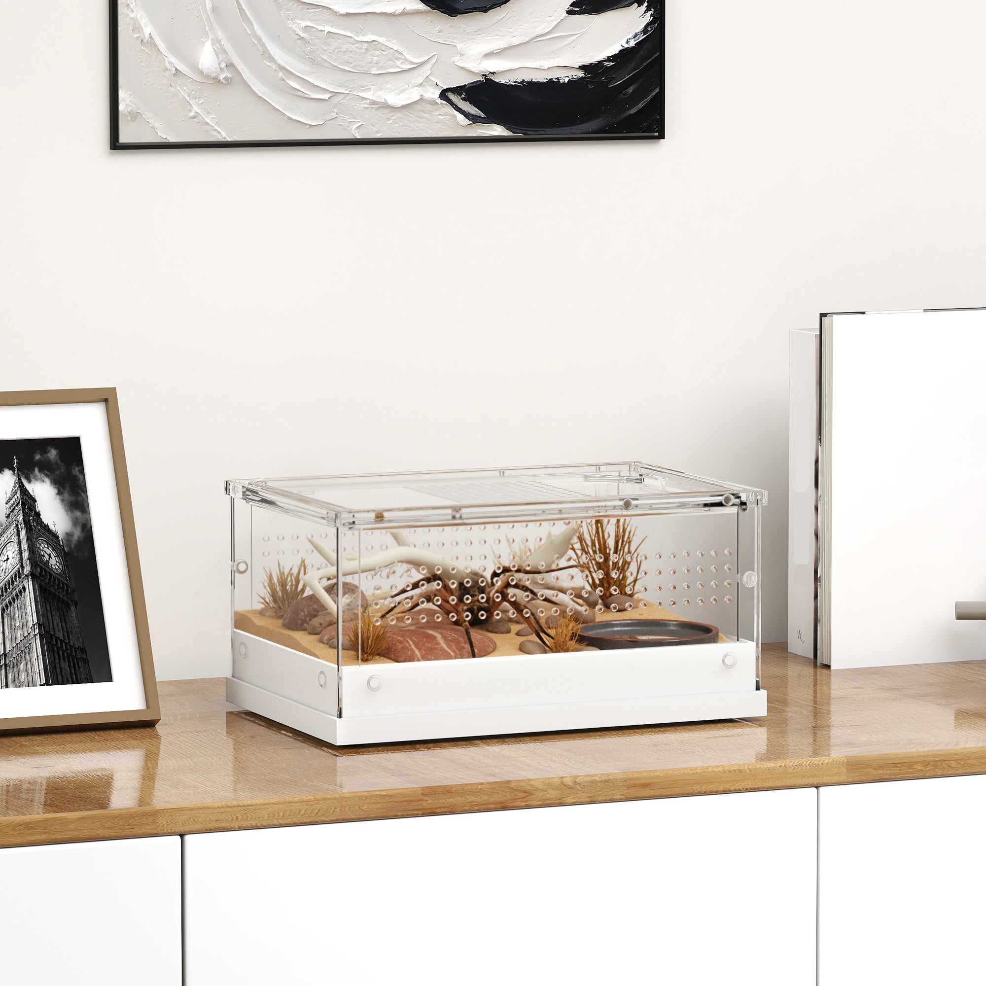 PawHut Acrylic Reptile Terrarium with Top Sliding Door, Vents, for Snake, Frog, Spider, Gecko, Tarantula, 30 x 20 x 15 cm