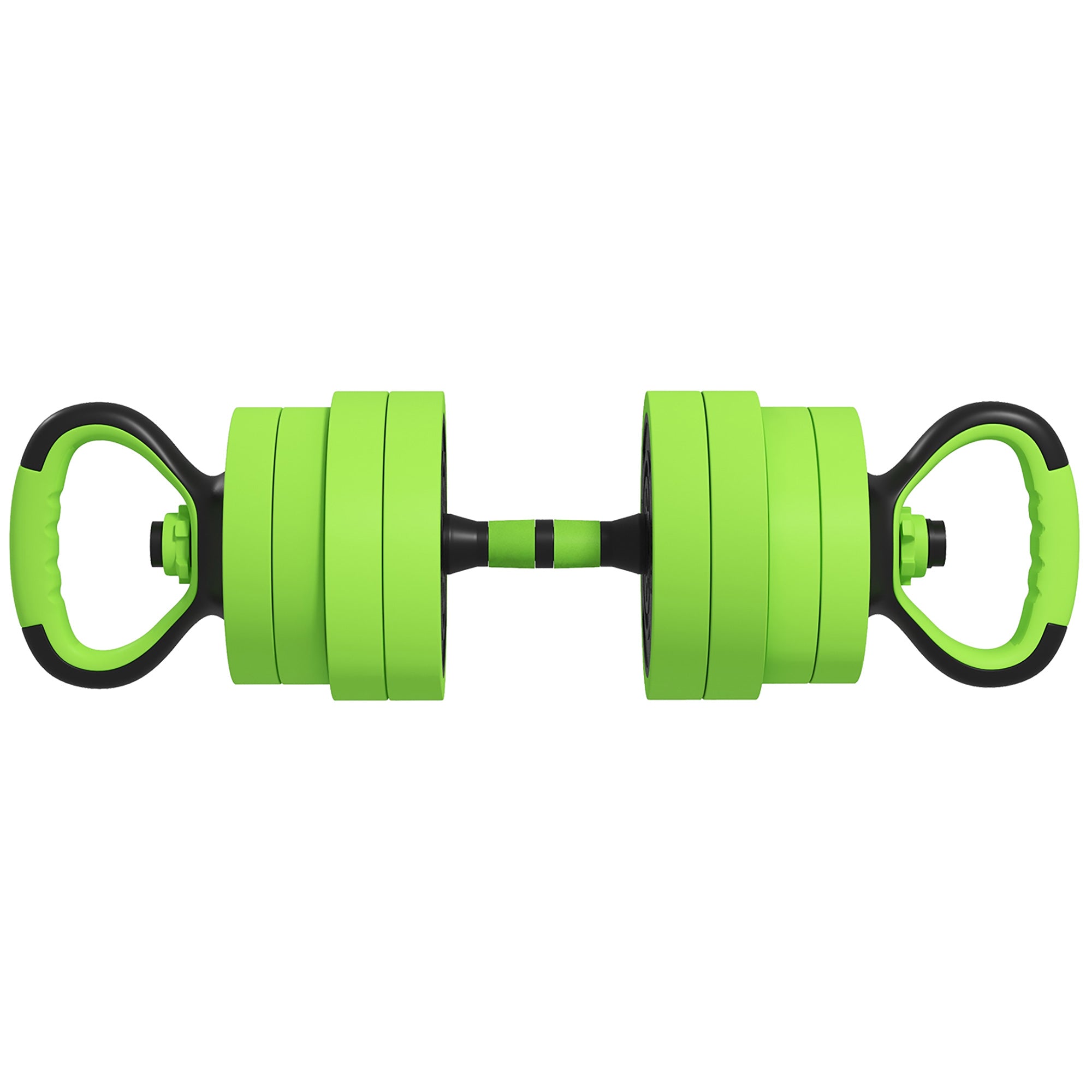 SPORTNOW 20kg Four-In-One Adjustable Weight Dumbbells Set, Barbell, Kettlebell, Push Up Stand - Green