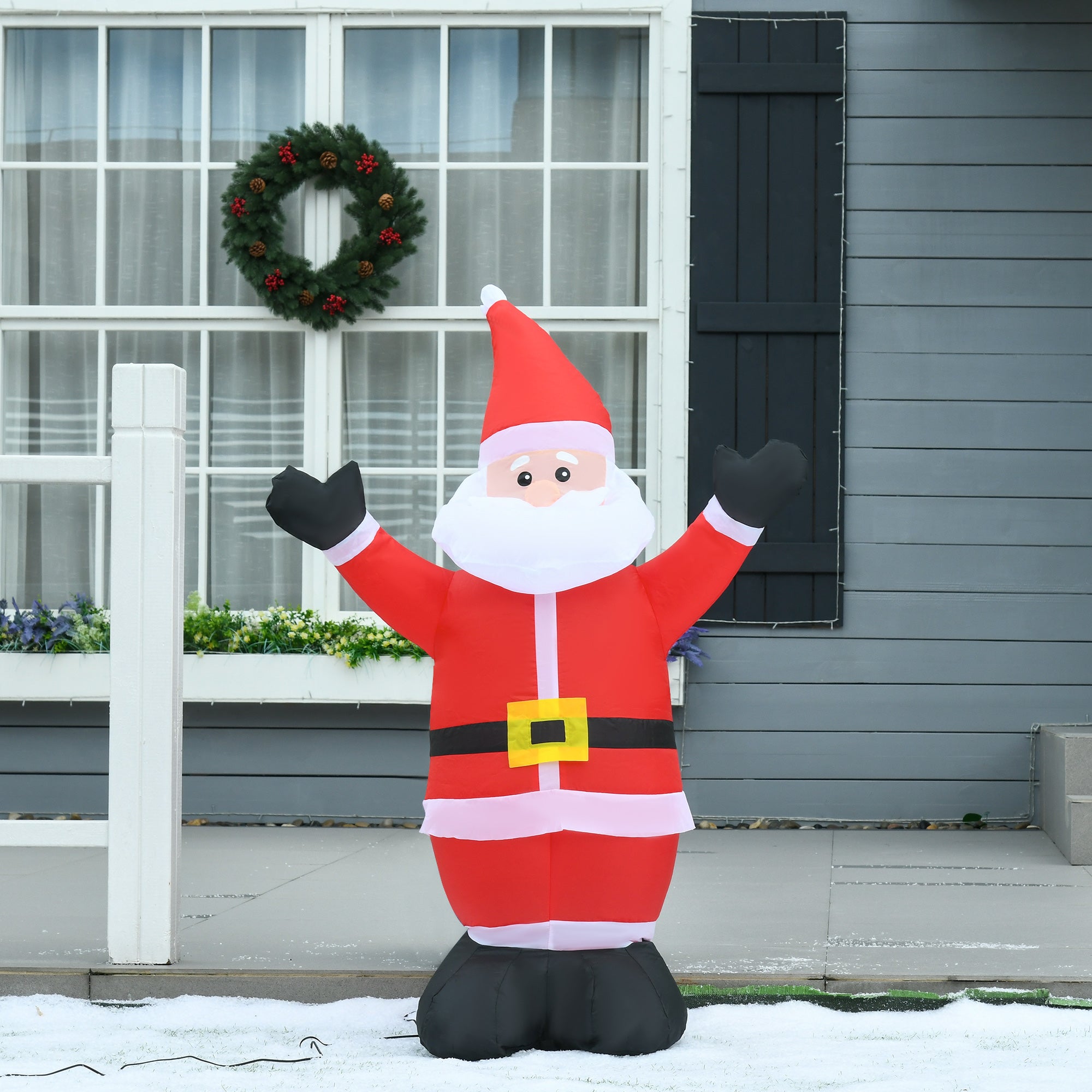 HOMCOM 4ft Inflatable Christmas Santa Claus Xmas Decoration 1 LED Holiday Air Blown Yard Outdoor Décor - North Peak Garden Furniture