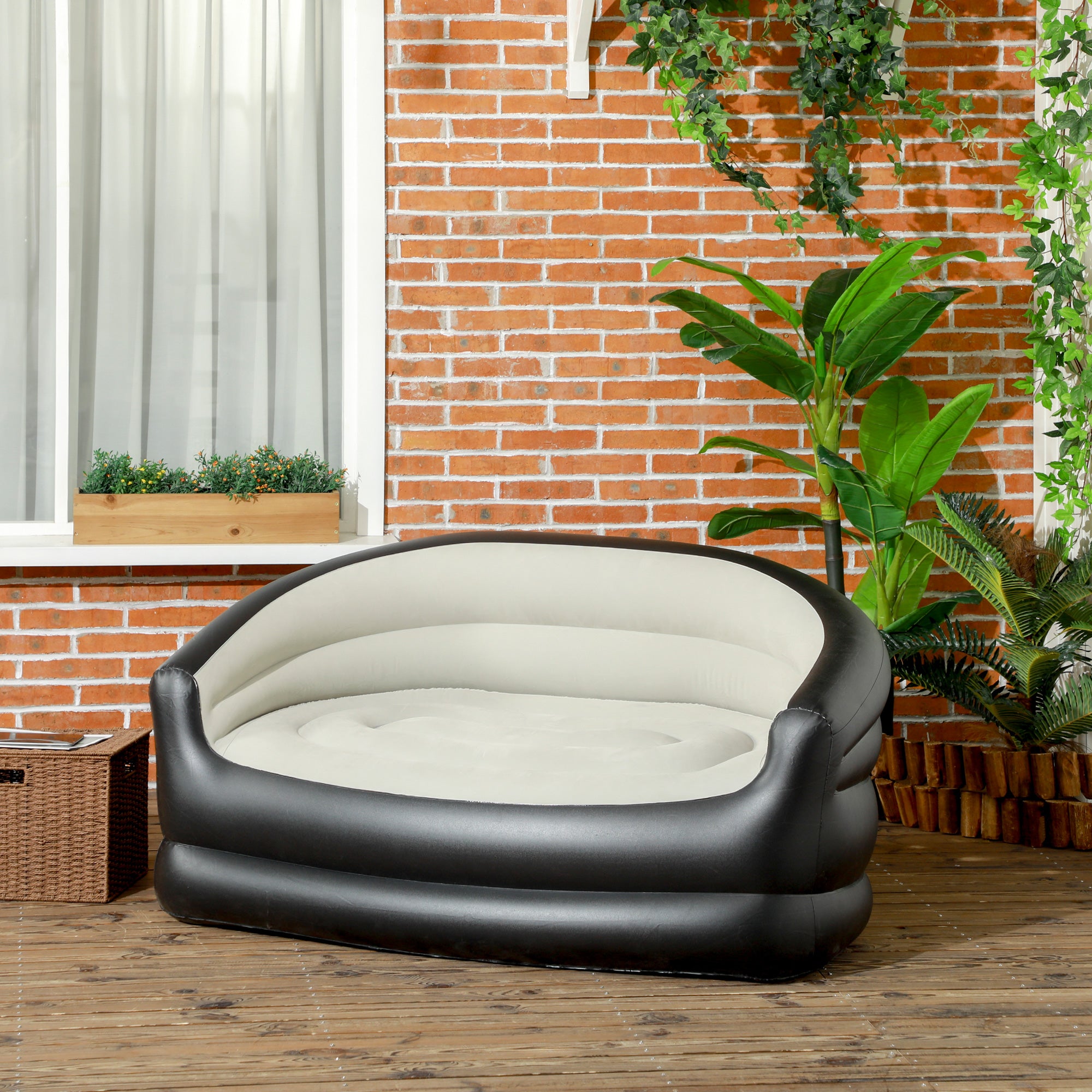 Outsunny Double Inflatable Seat - Grey/Black - North Peak Garden Furniture