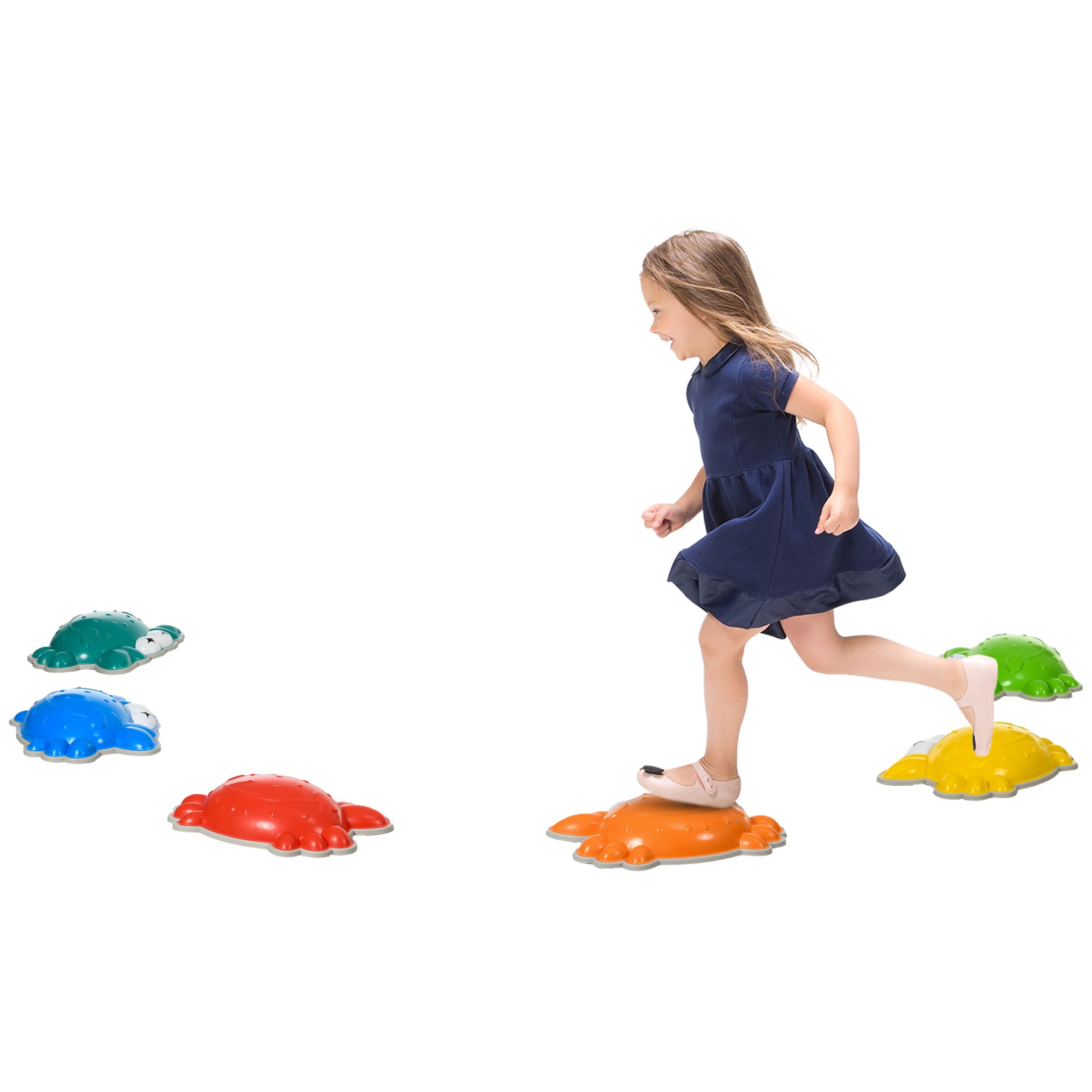 ZONEKIZ 6PCs Kids Stepping Stones w/ TPE Anti-Slip Edge, Crab-Designed Balance River Stones, Obstacle Courses, Stackable - North Peak Garden Furniture