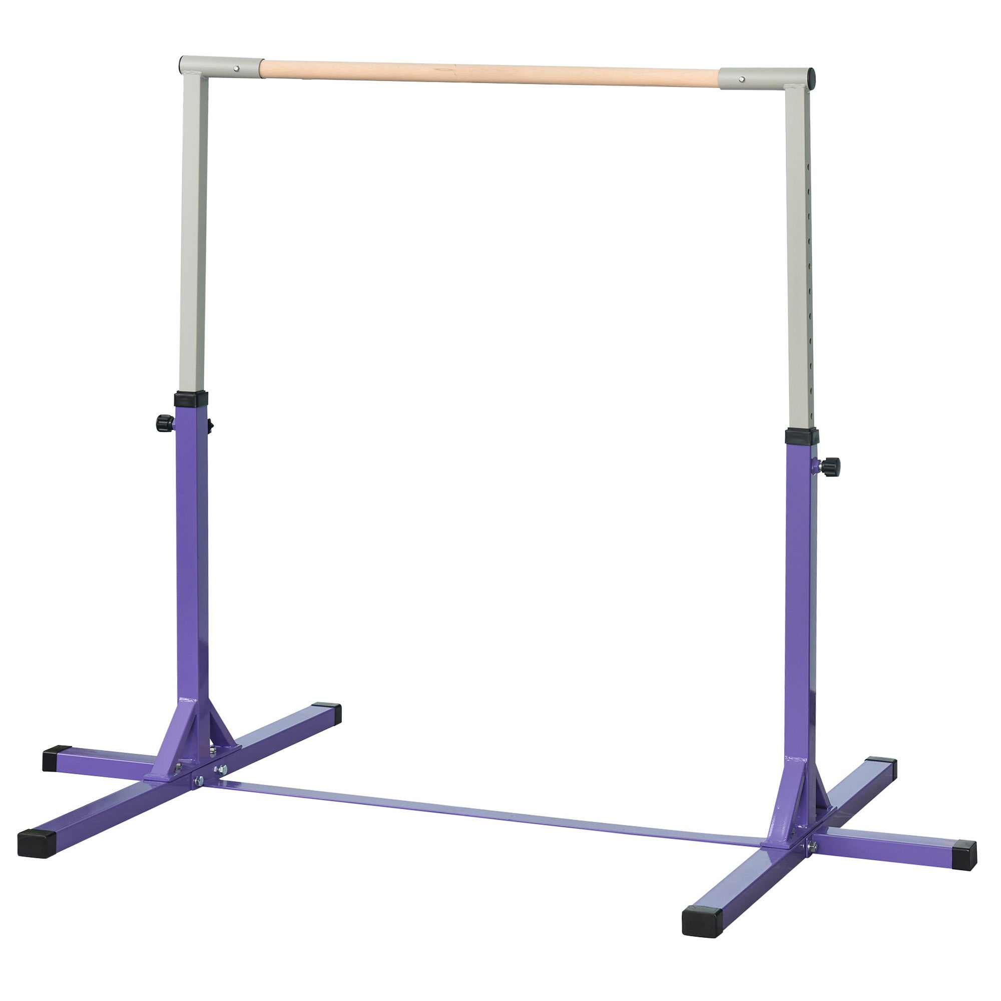 HOMCOM Steel Frame Adjustable Horizonal Gymnastics Bar For Kids Home Gym Training Purple - North Peak Garden Furniture